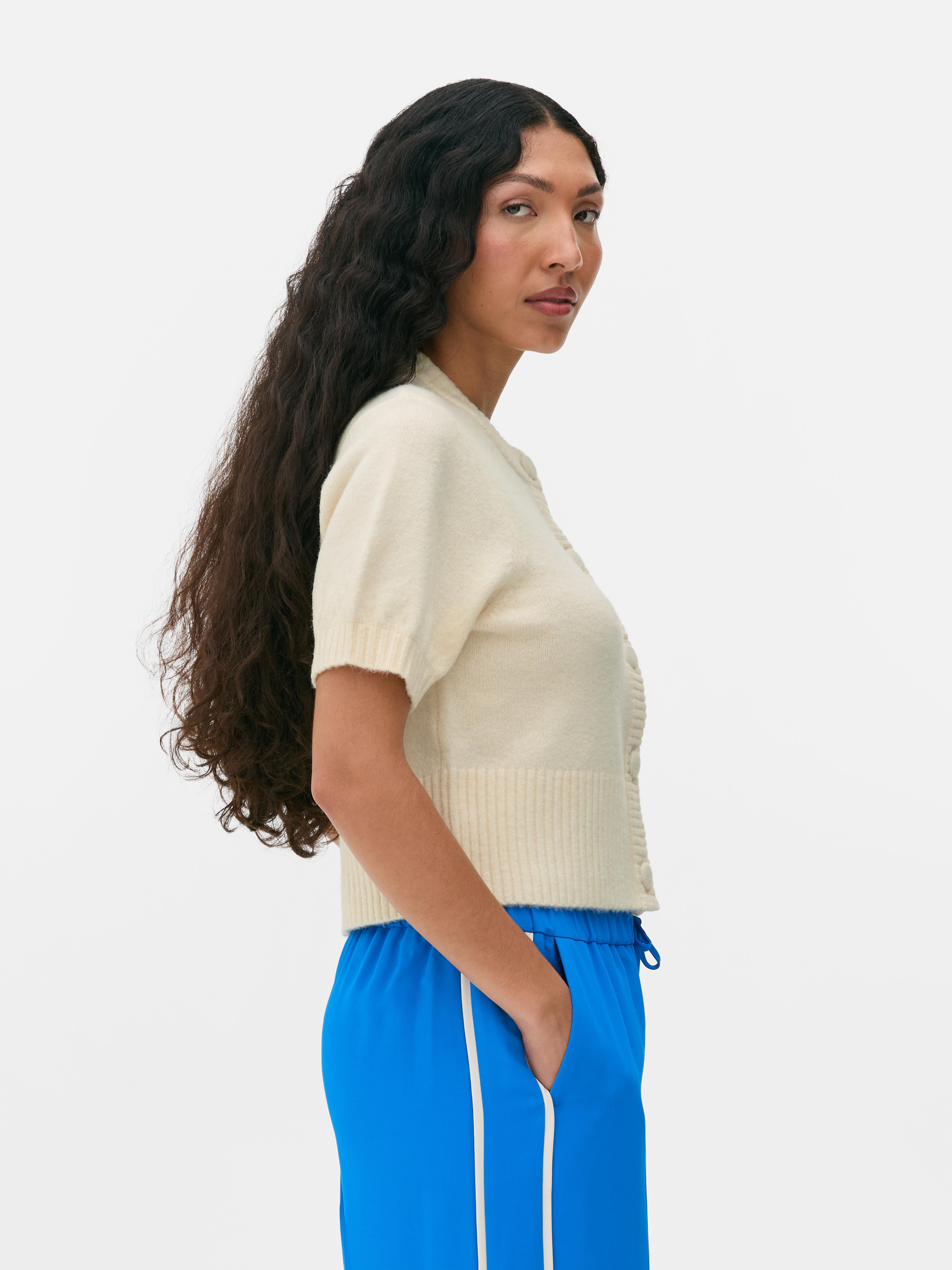 Button-Up Short Sleeve Cardigan