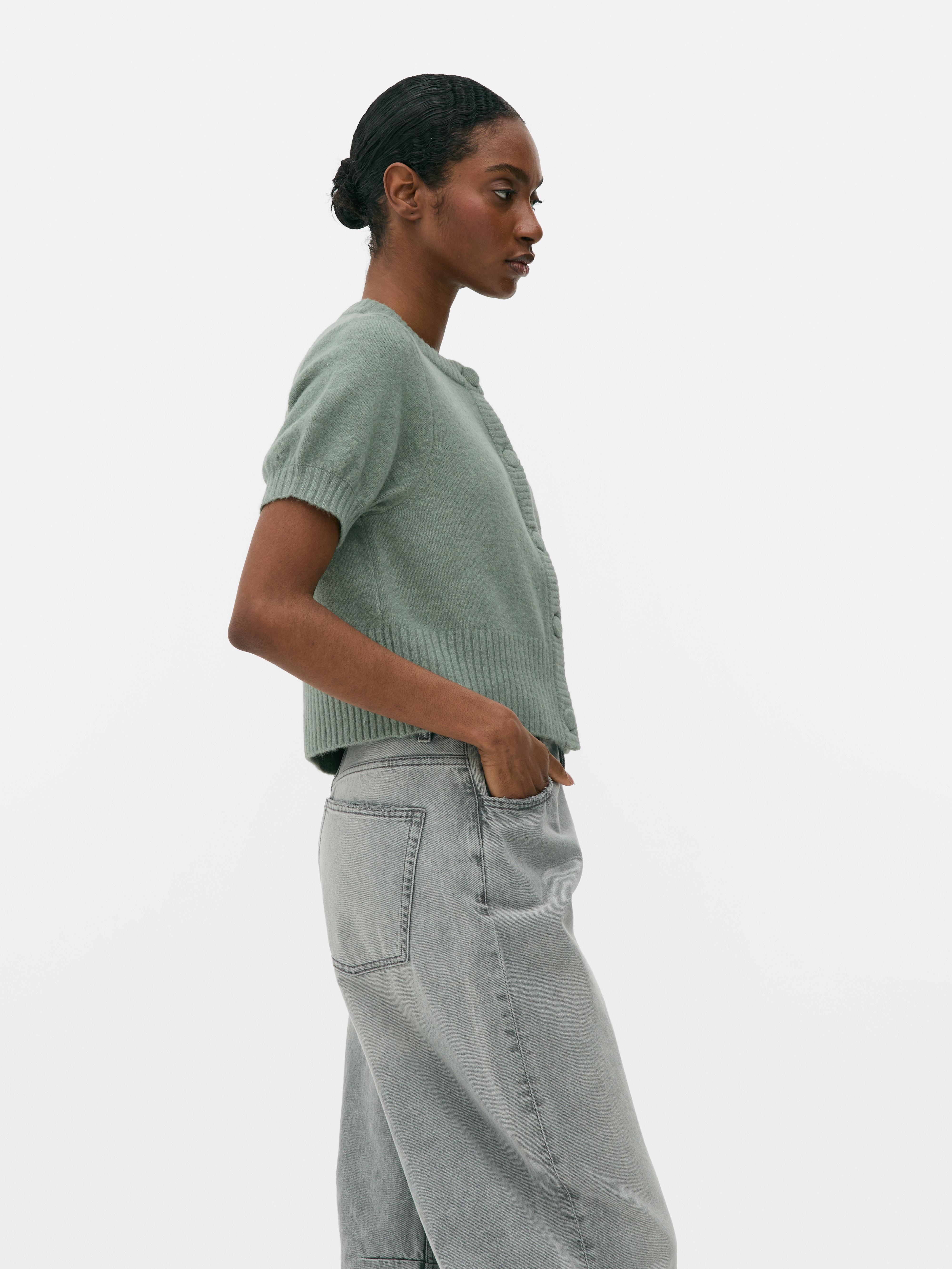 Button-Up Short Sleeve Cardigan