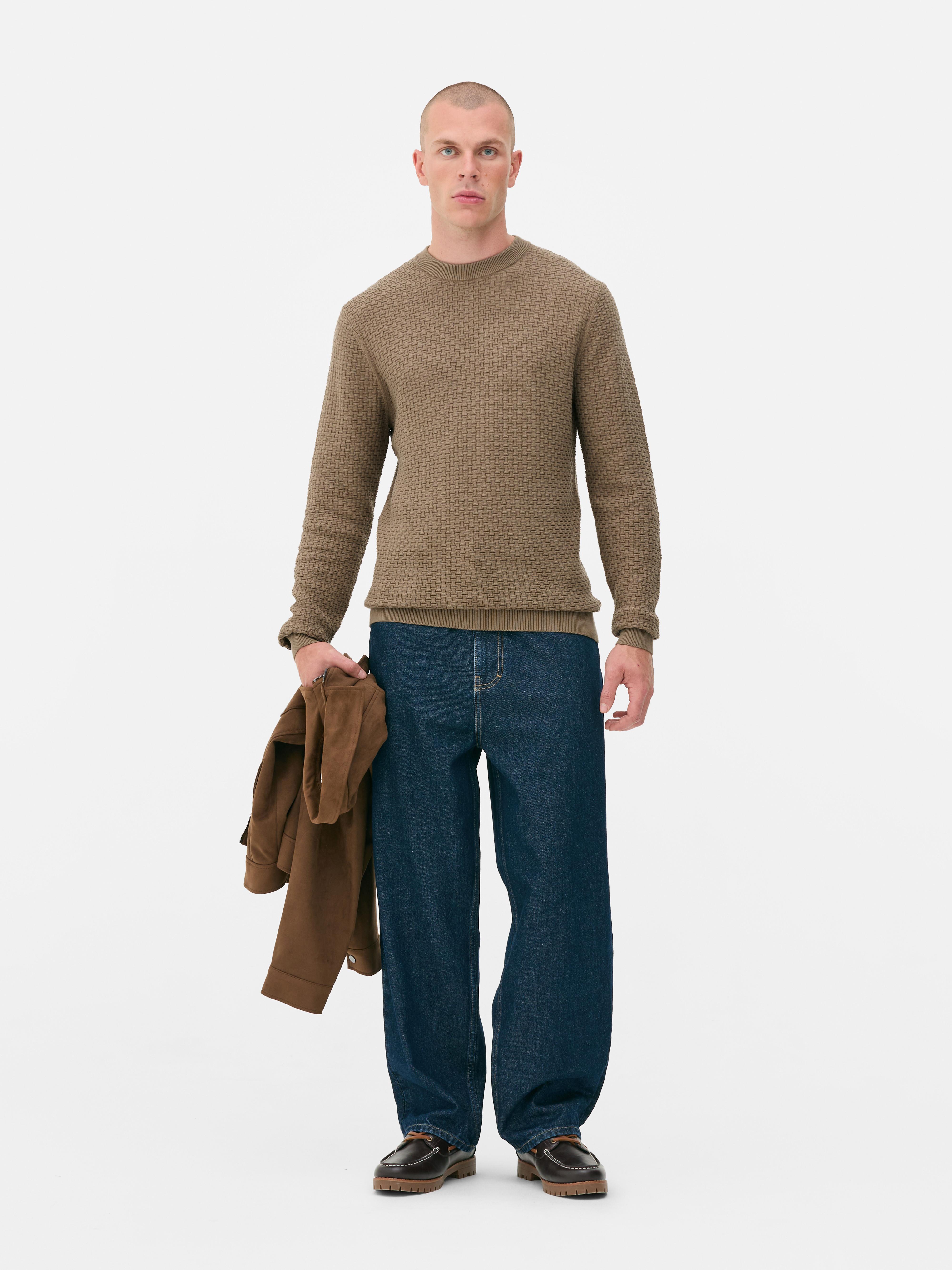 【極美品】Materialize Wear crew neck sweater Men's Natural Textured Crew Neck Sweater | Primark