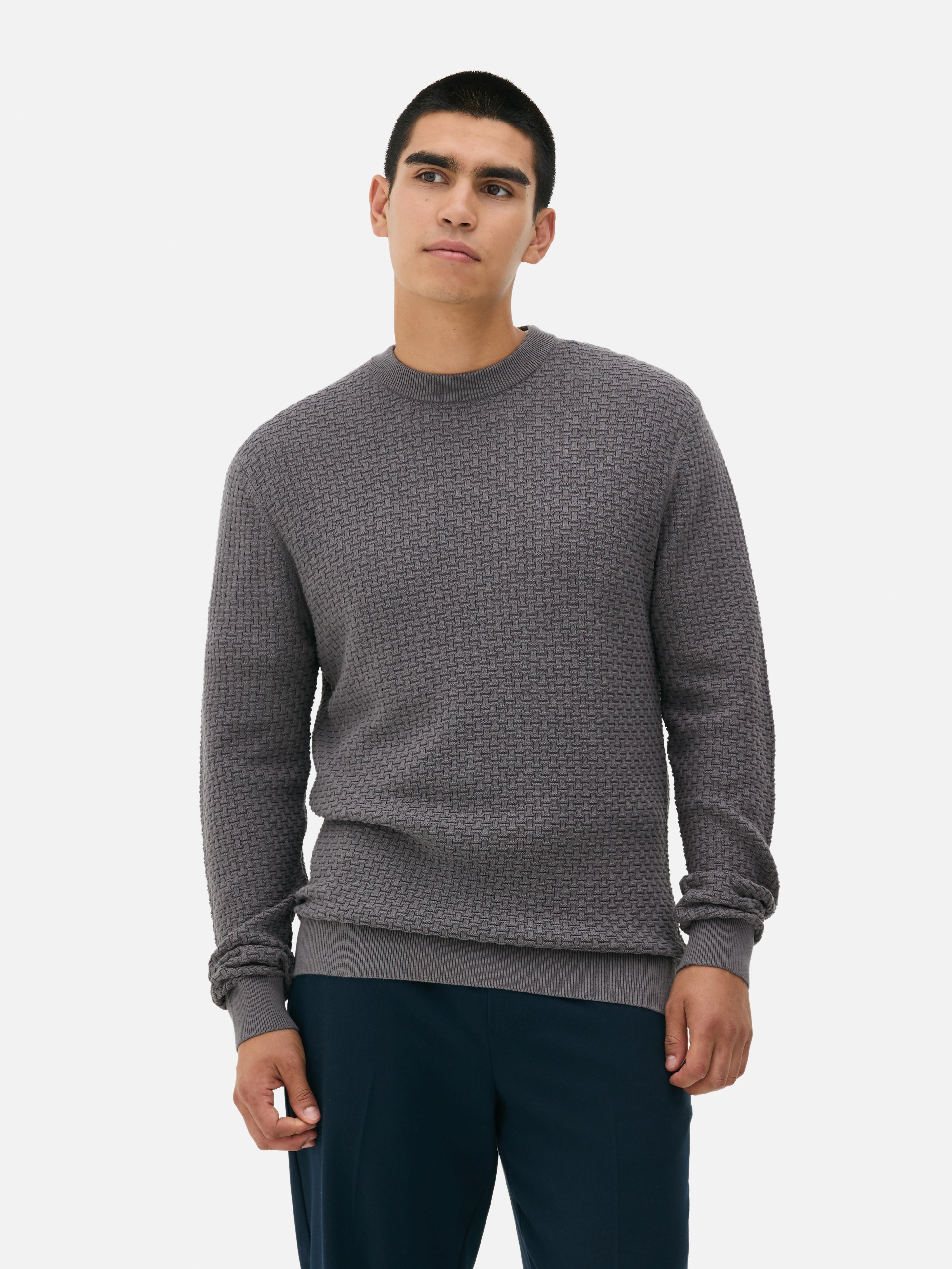 Men's Natural Textured Crew Neck Sweater | Primark