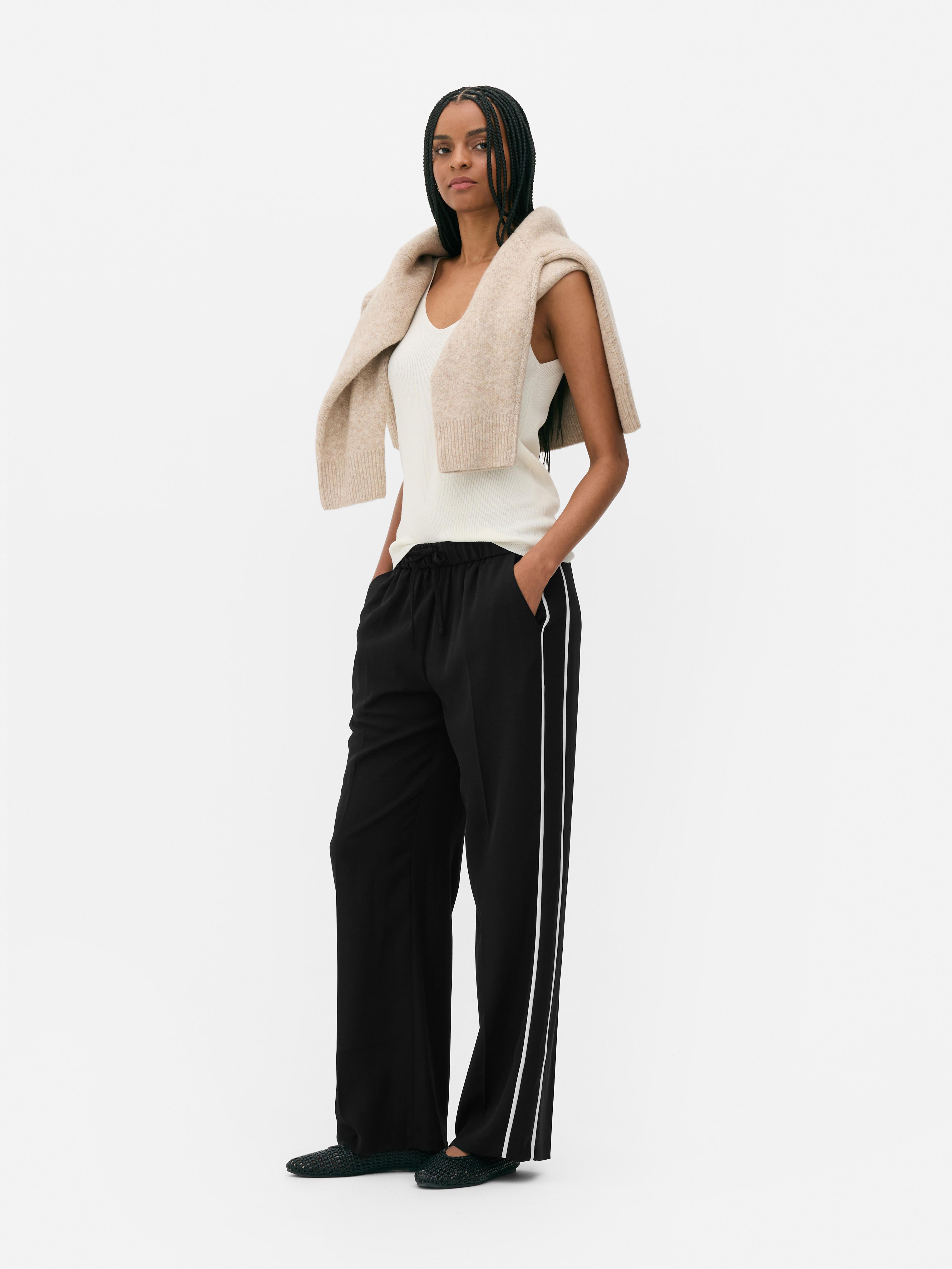 Pantaloni casual cu dungi laterale