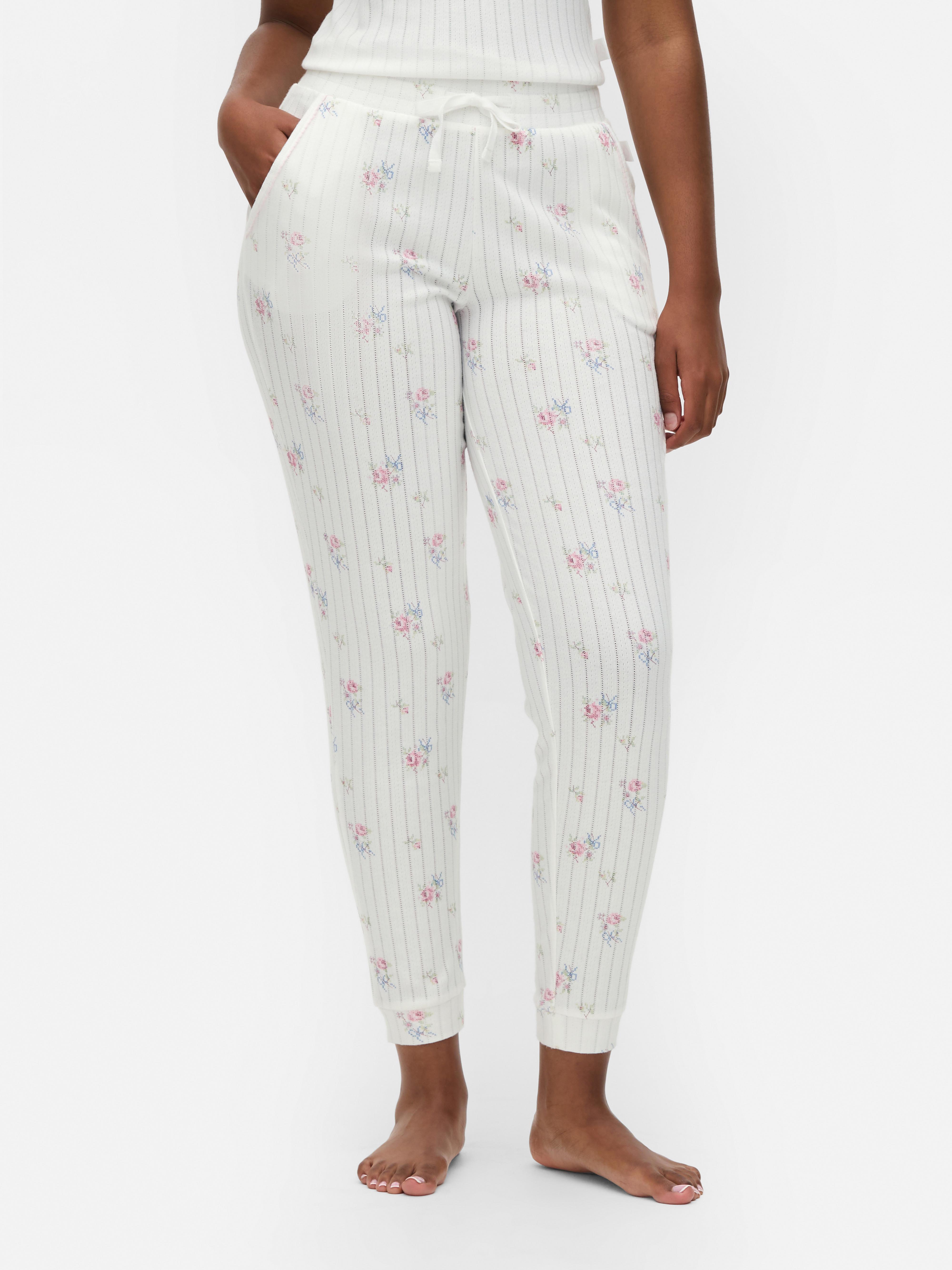 Leggings punho malha geométrica padrão floral