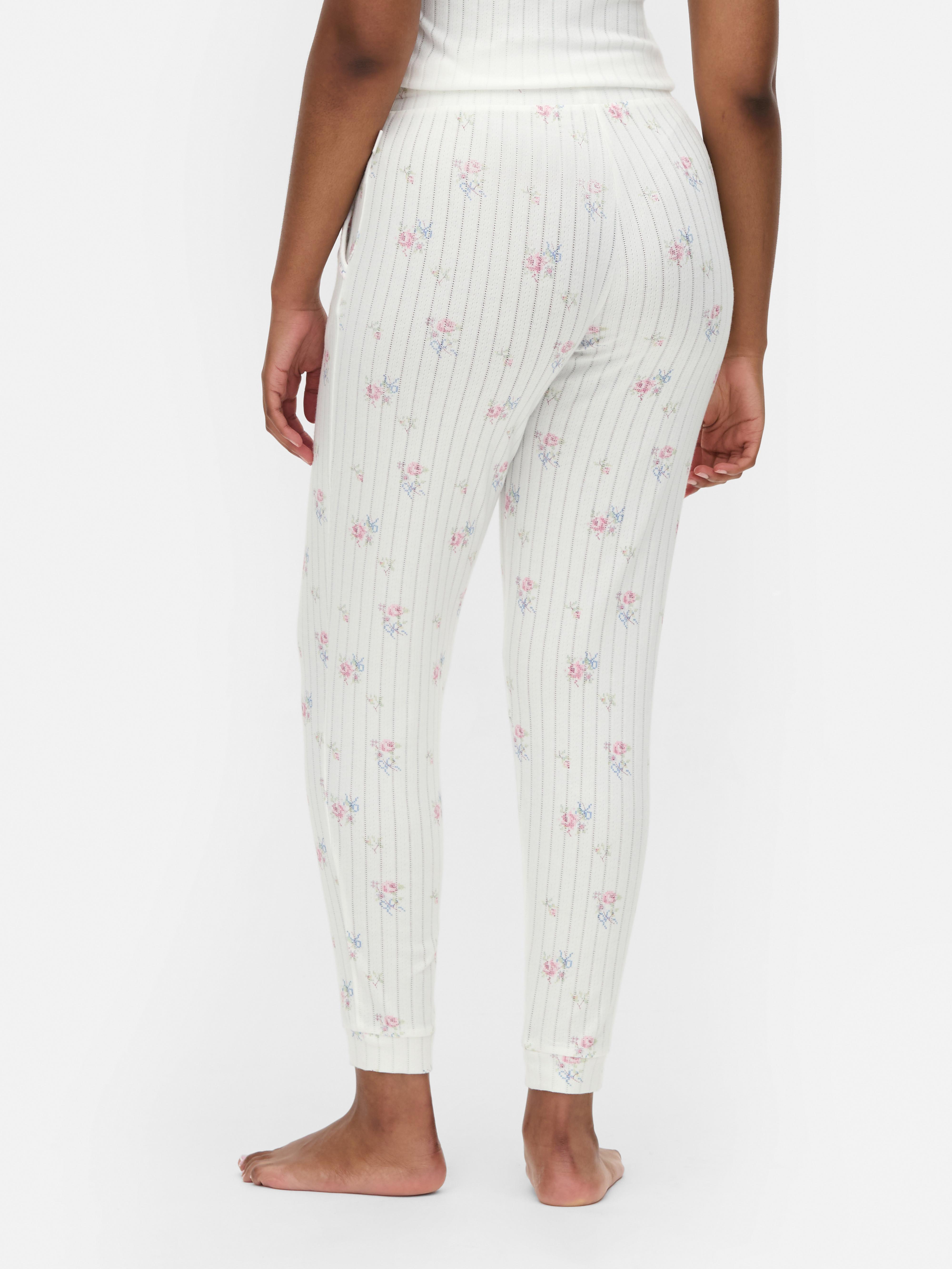 Leggings punho malha geométrica padrão floral