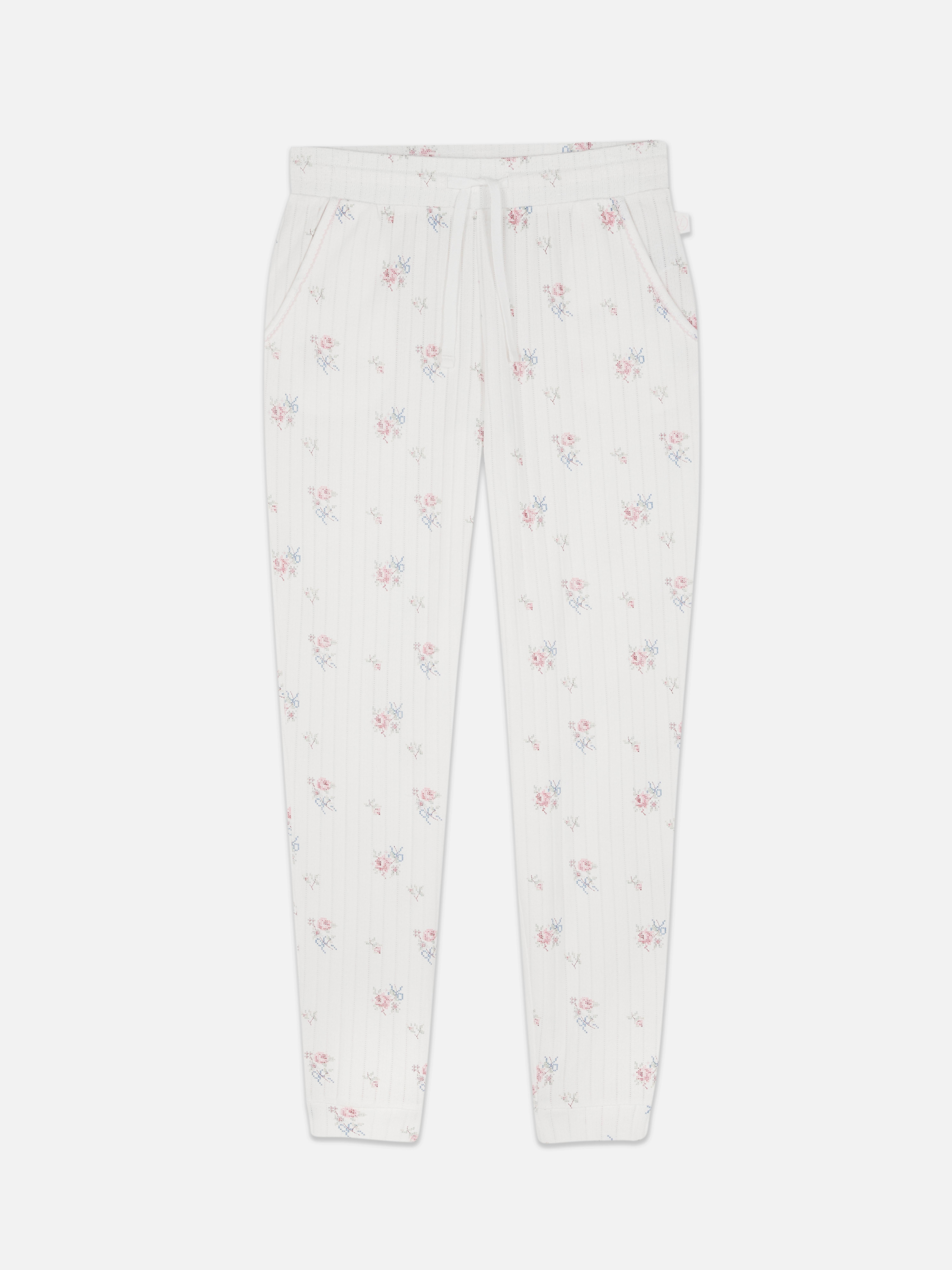 Leggings punho malha geométrica padrão floral