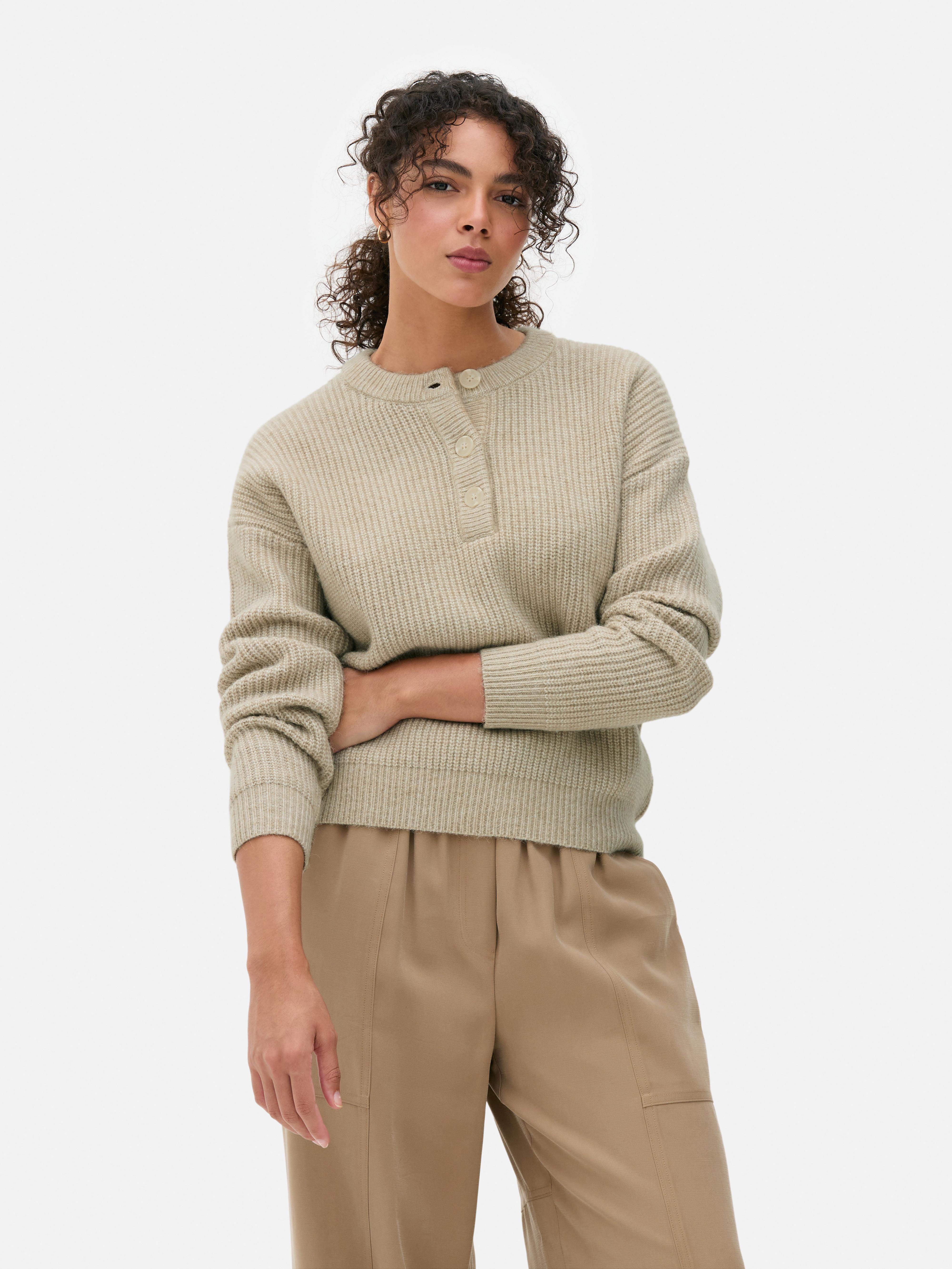 Knitted Button Placket Jumper