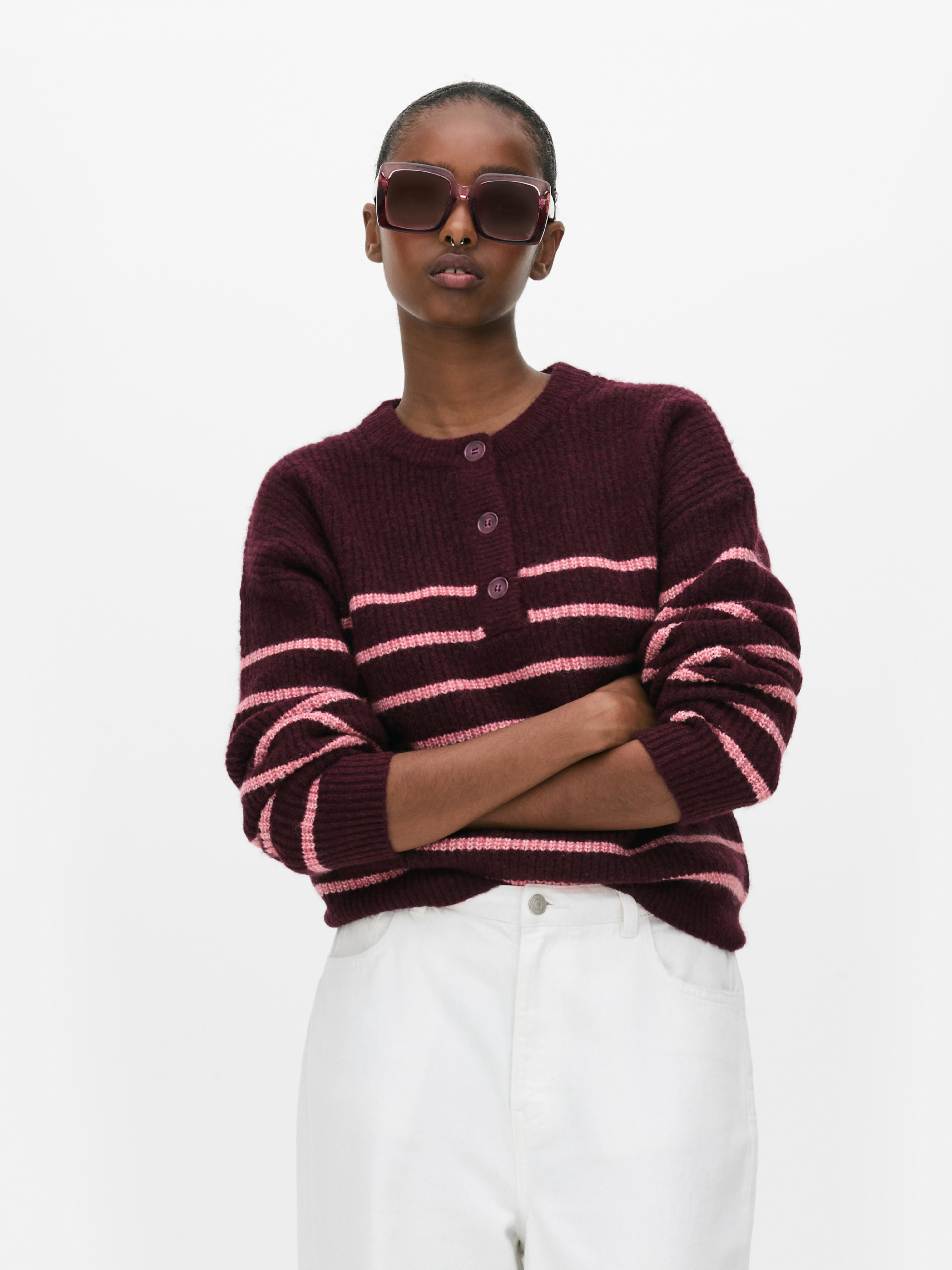 Knitted Button Placket Jumper