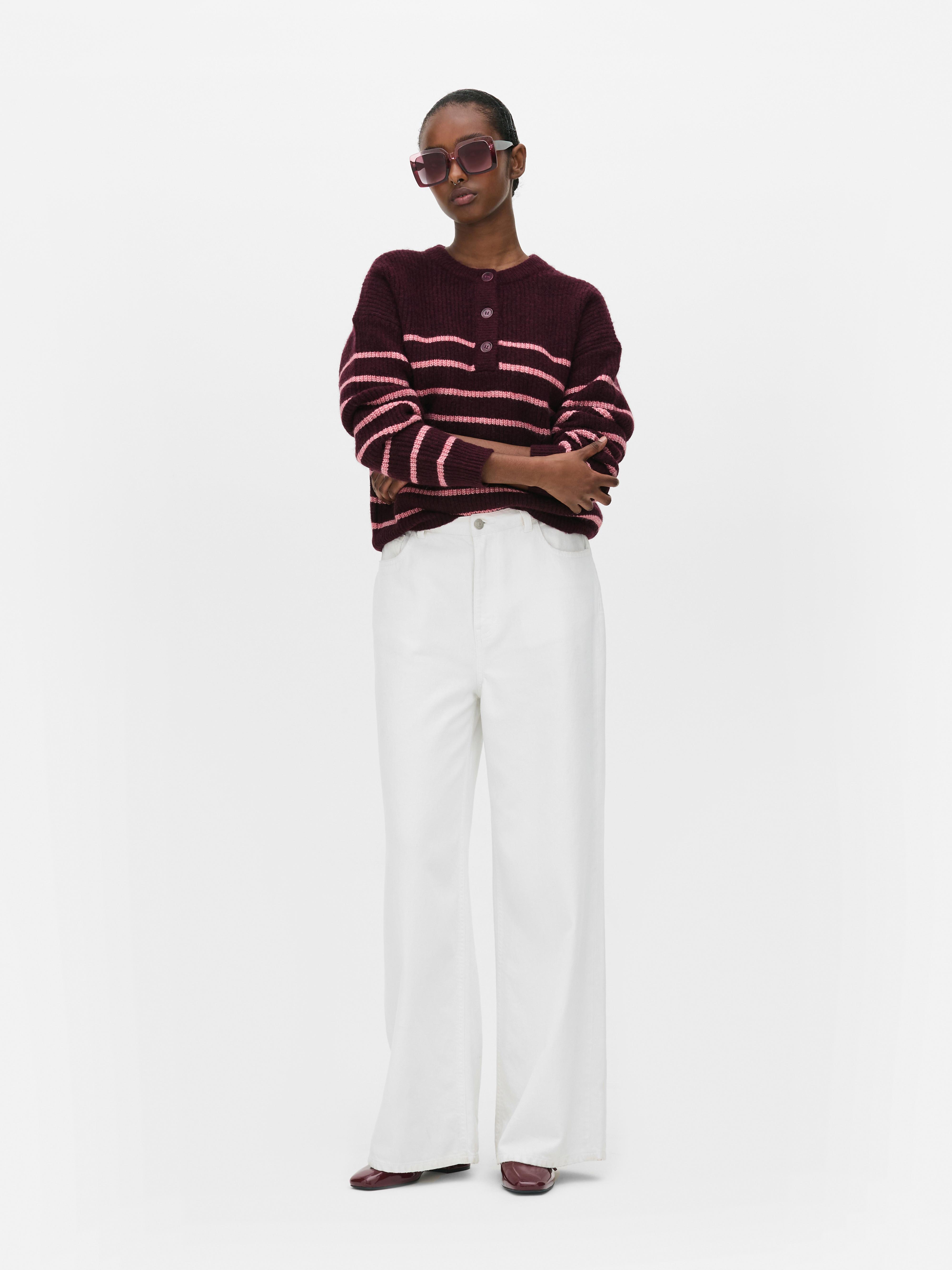 Knitted Button Placket Jumper