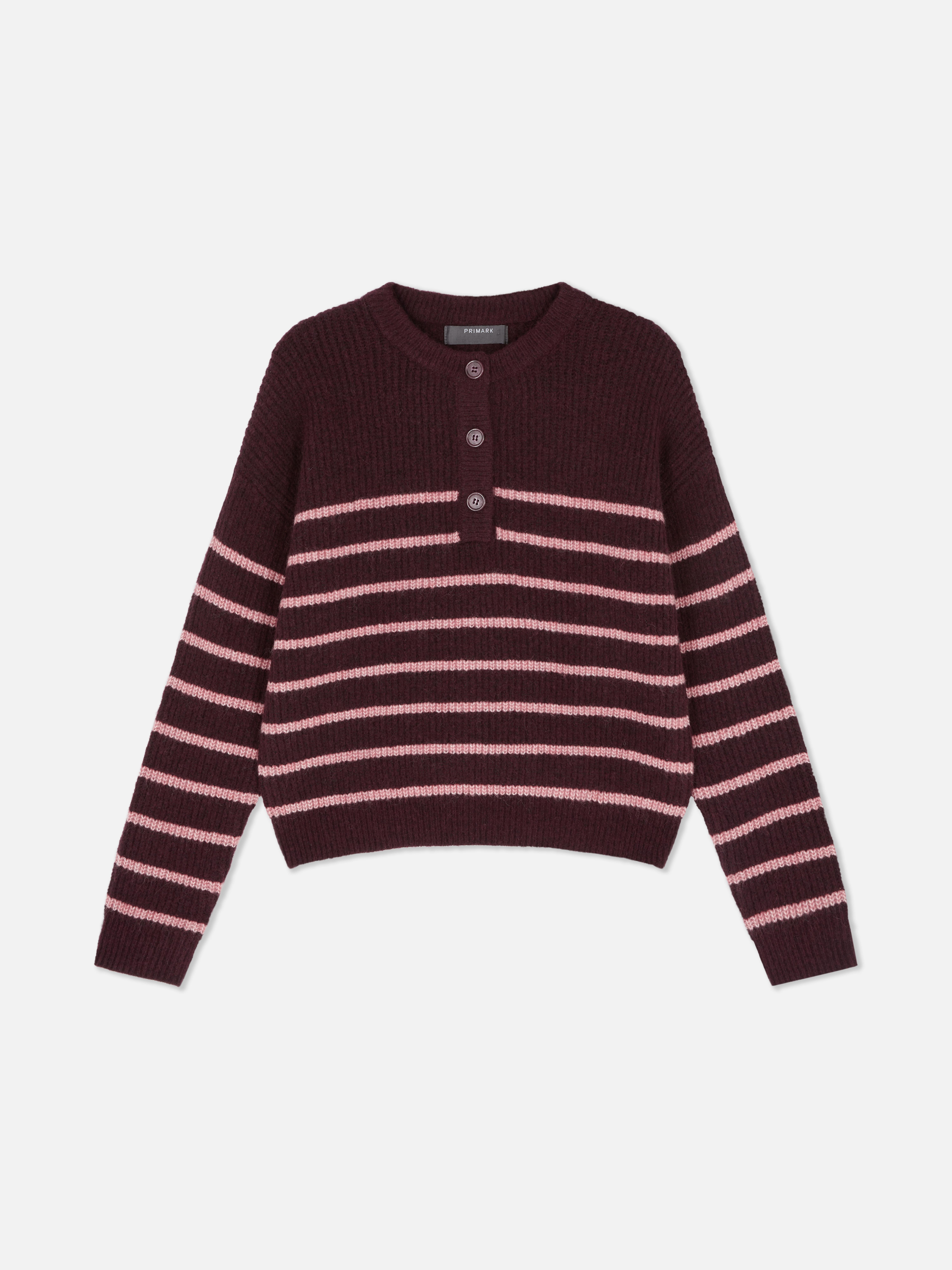 Knitted Button Placket Jumper