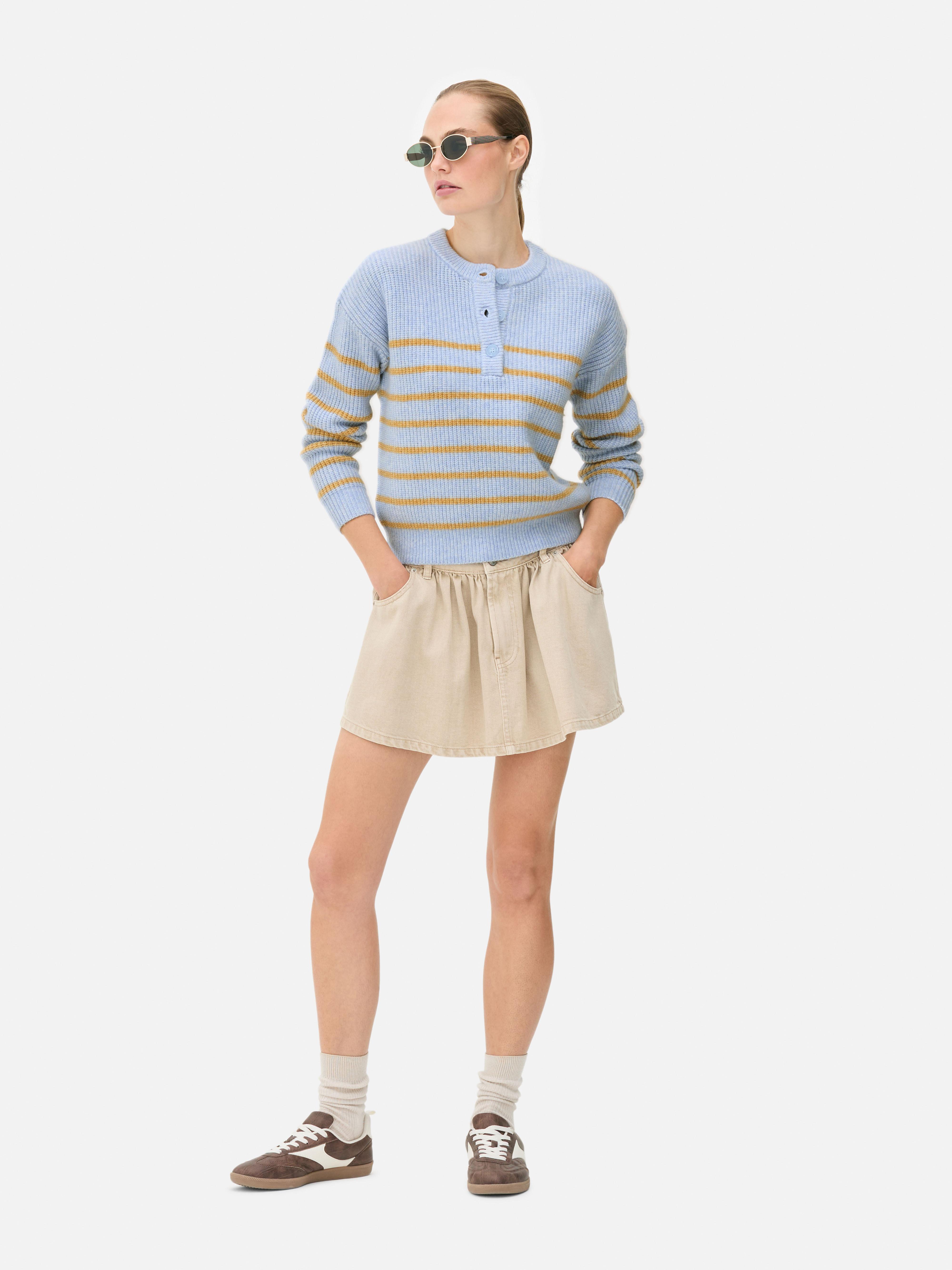 Knitted Button Placket Jumper