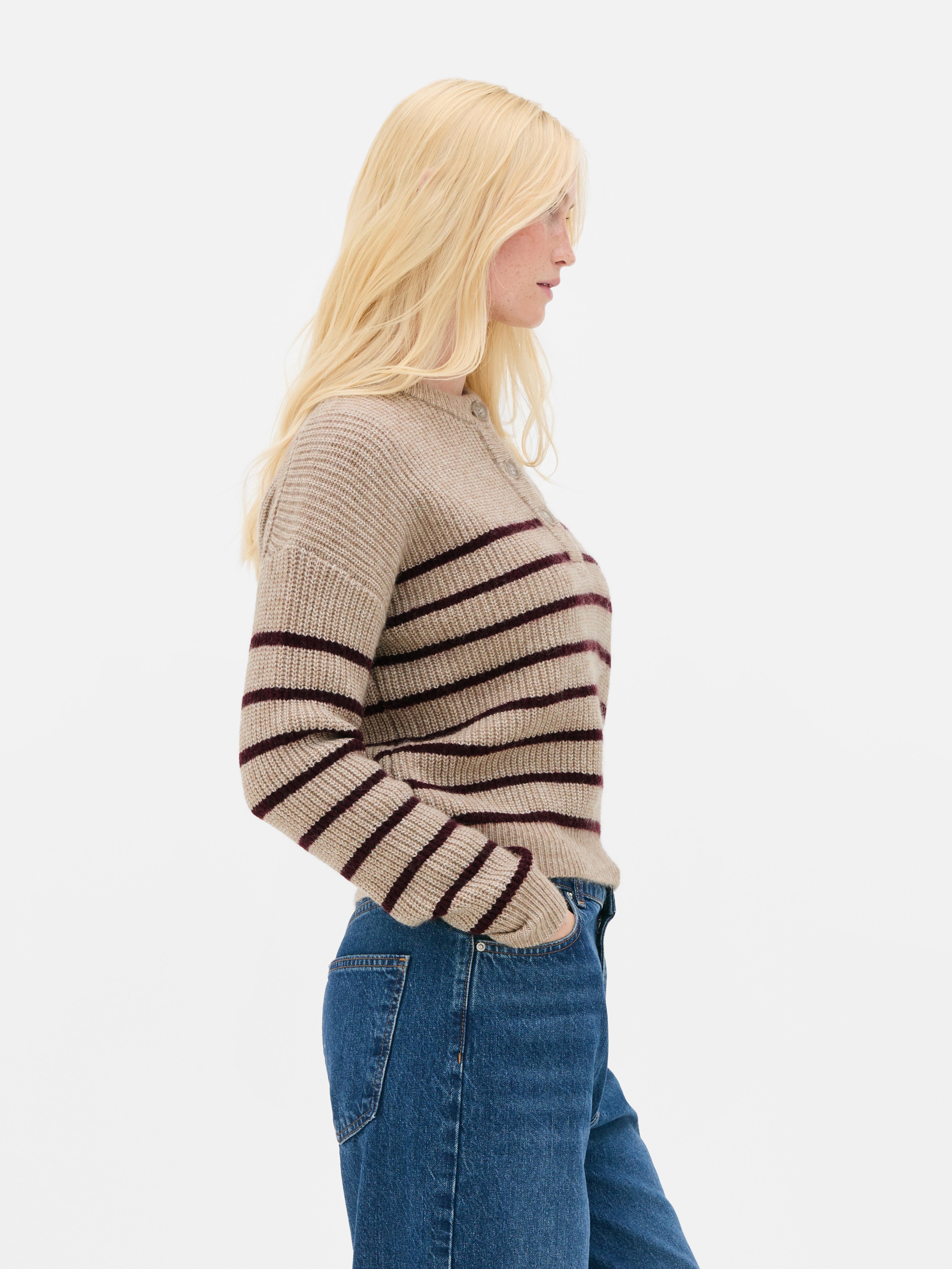 Knitted Button Placket Sweater