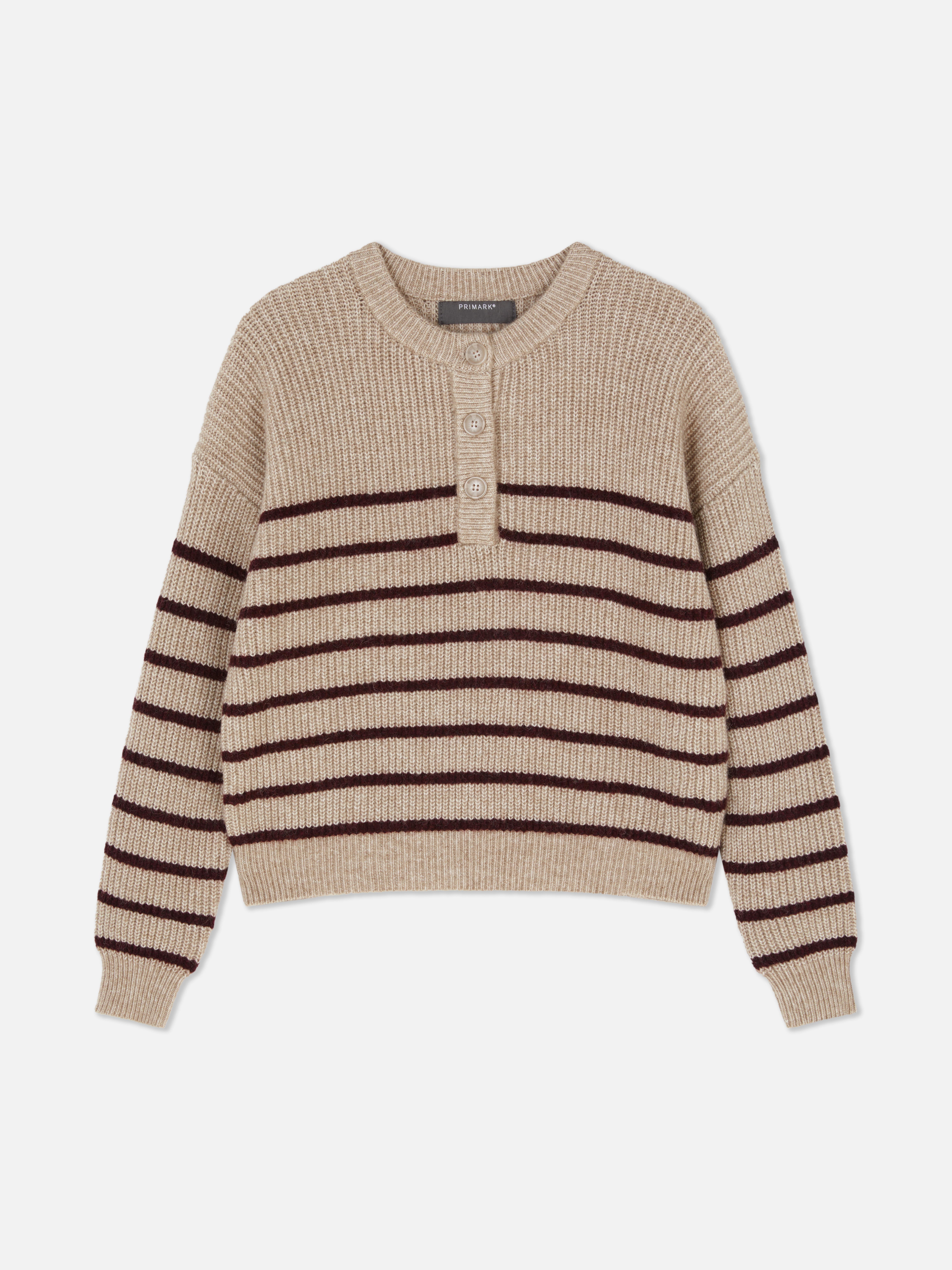 Knitted Button Placket Sweater