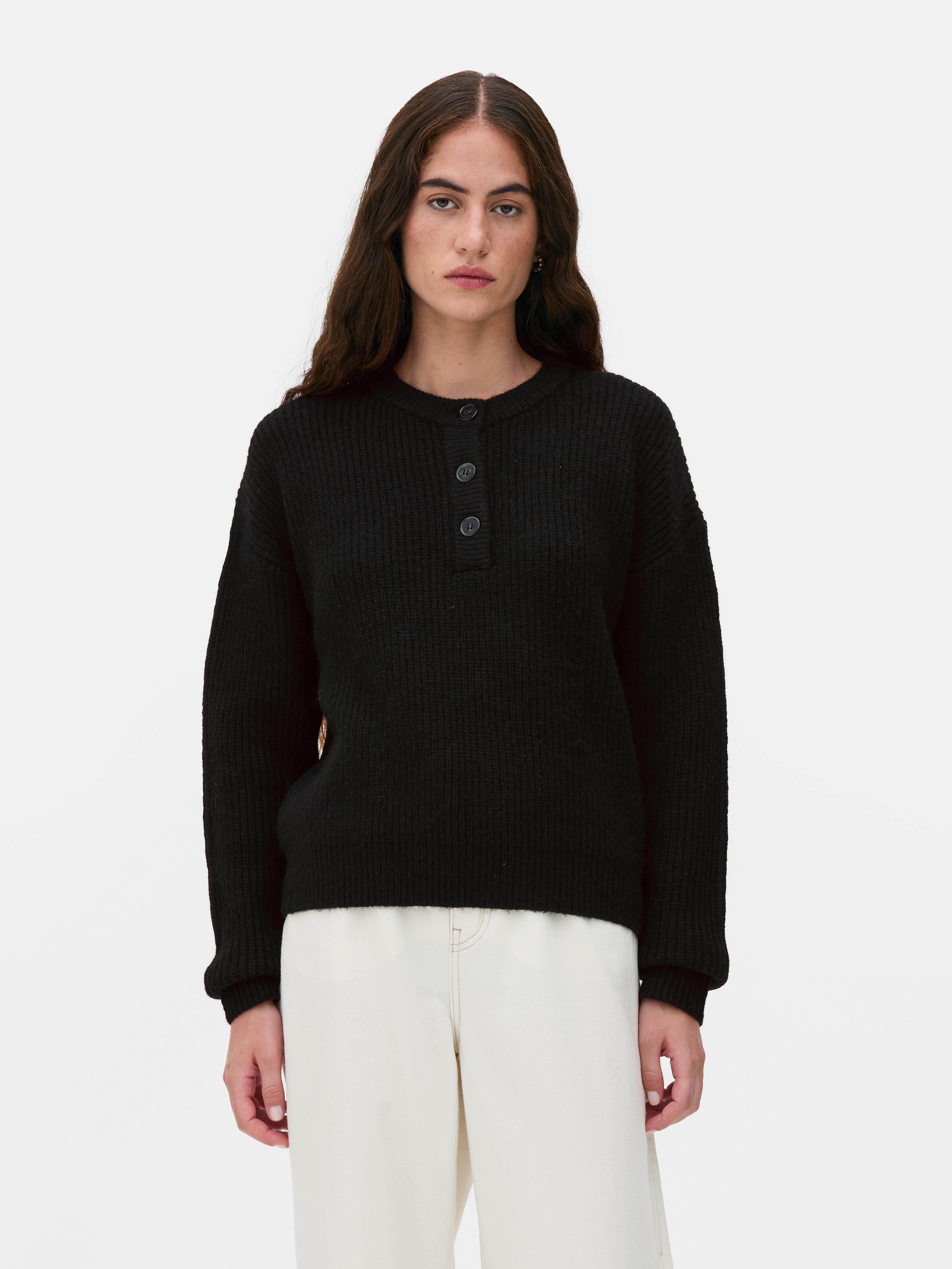 Knitted Button Placket Jumper