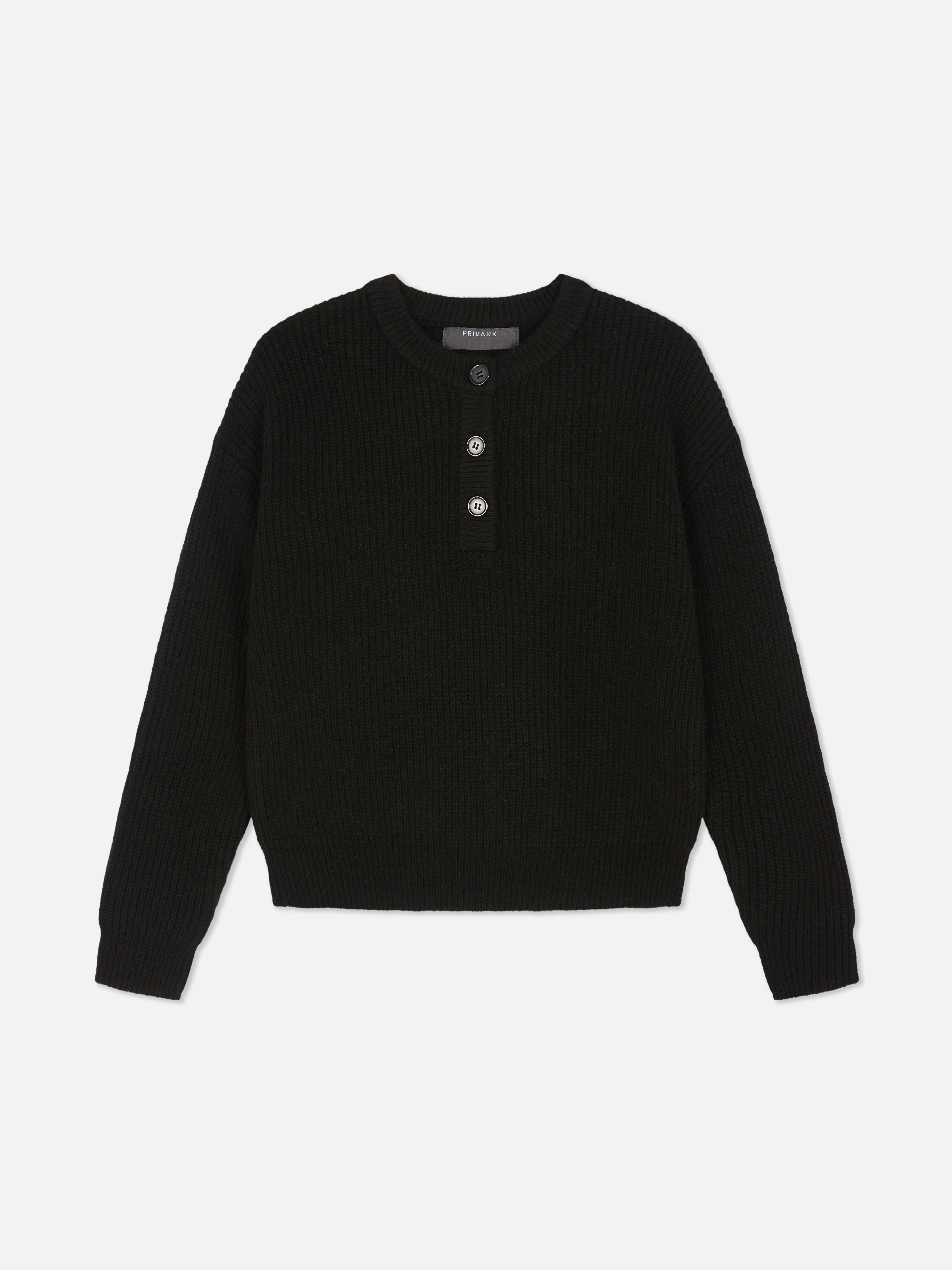 Knitted Button Placket Jumper