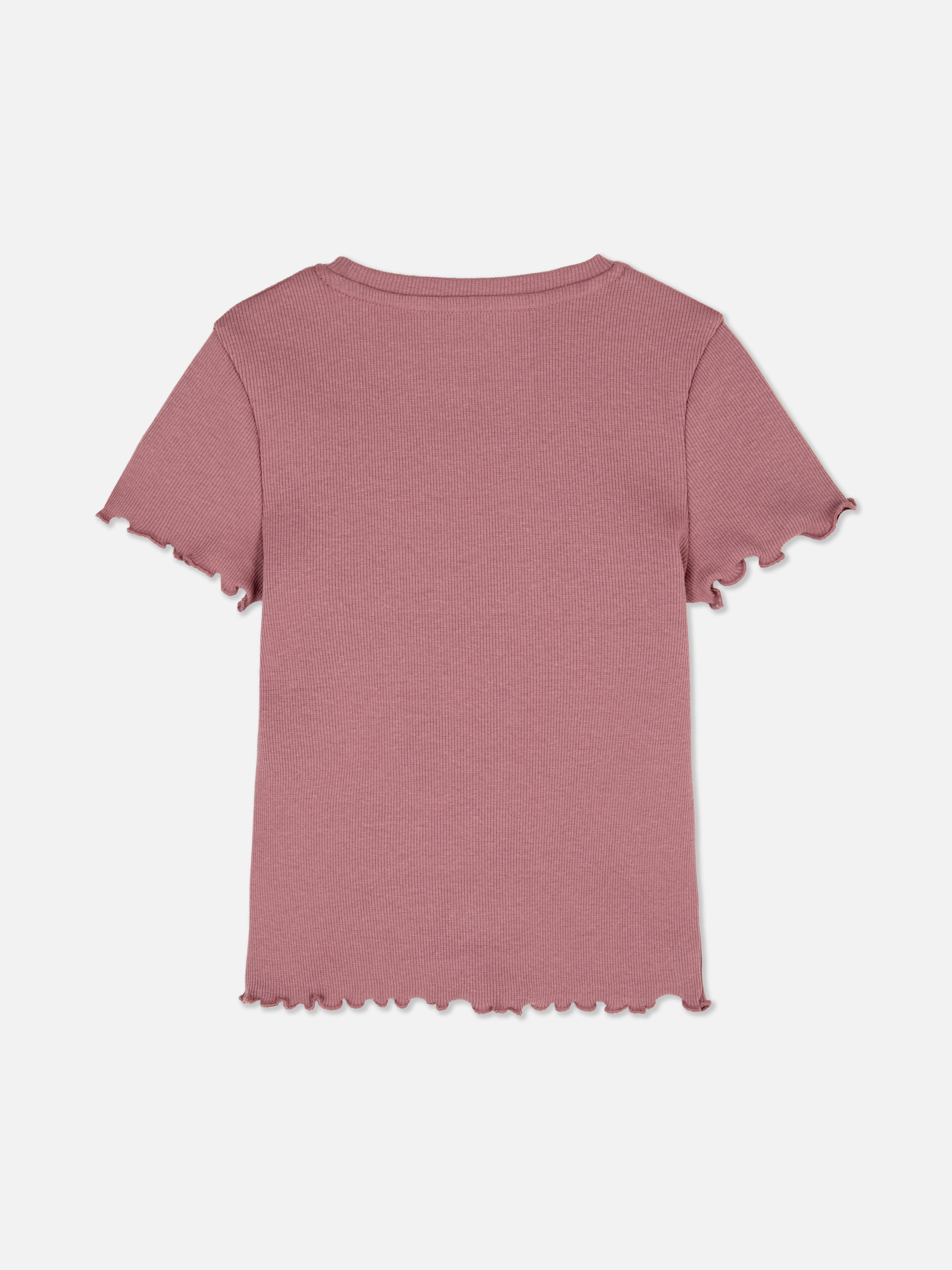 1,5-8 anos | T-shirt canelada bainha franzida