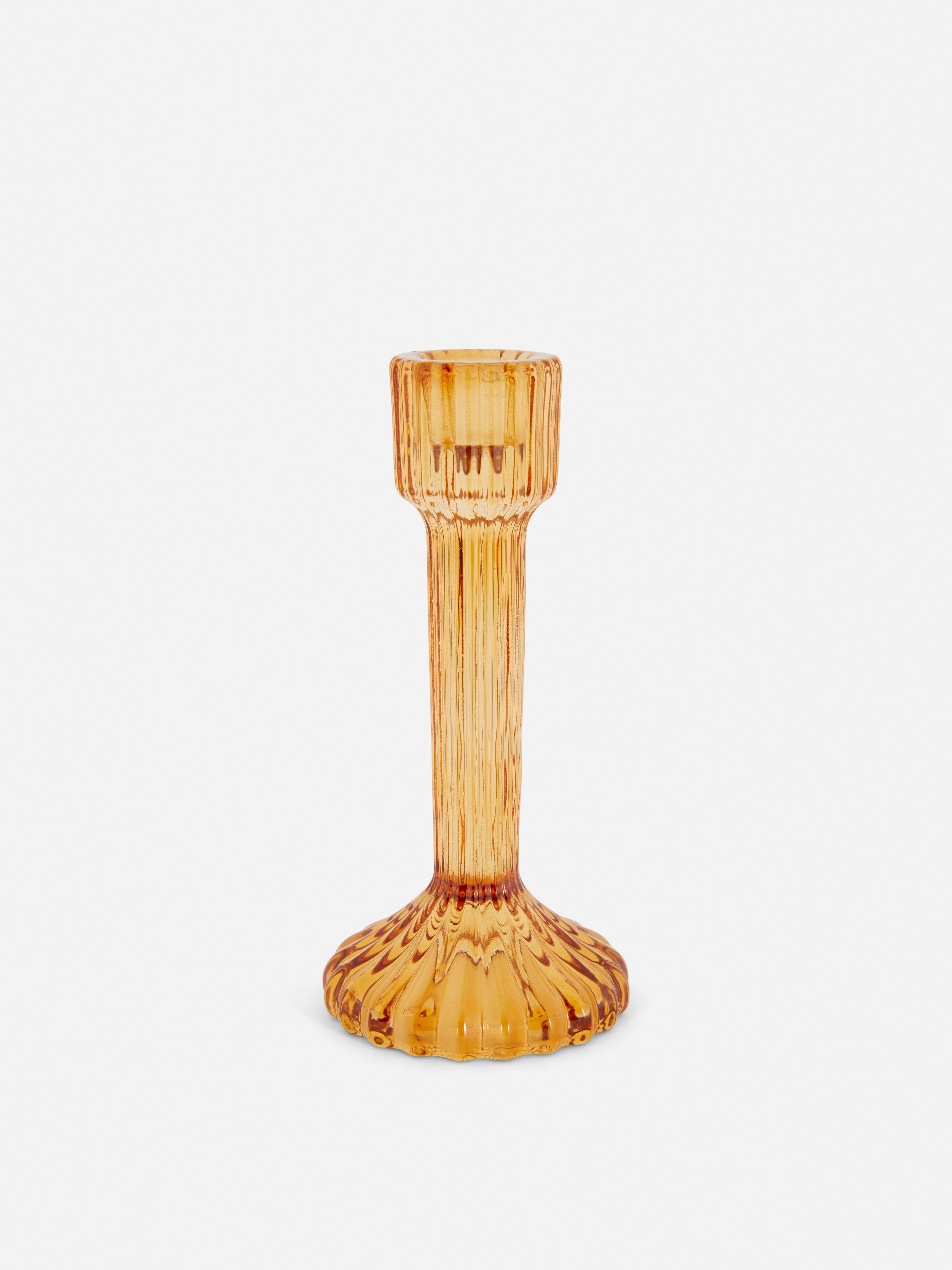 Retro Ribbed Glass Candle Stick