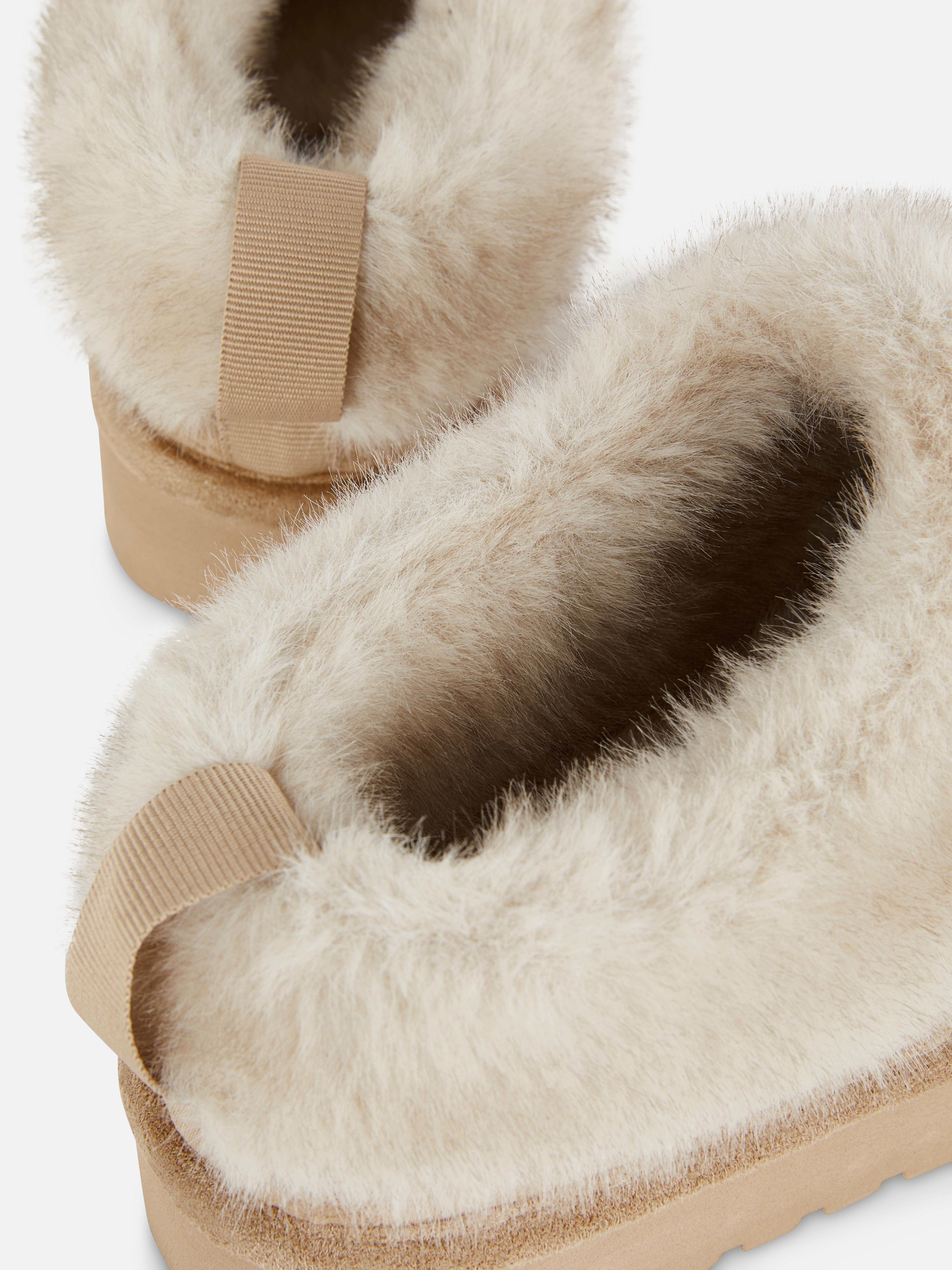 Faux Fur Trim Clog Slippers