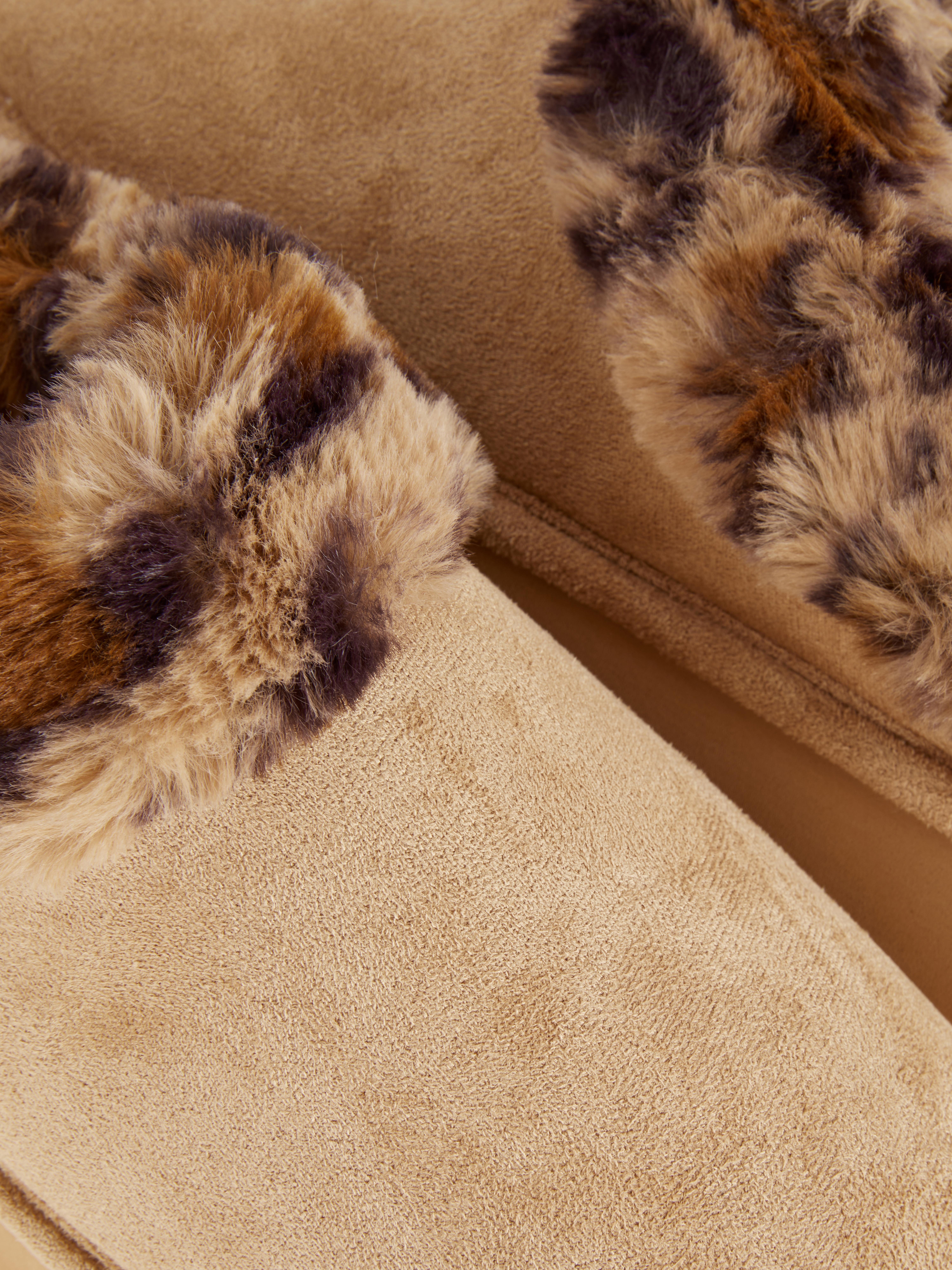 Faux Fur Trim Clog Slippers
