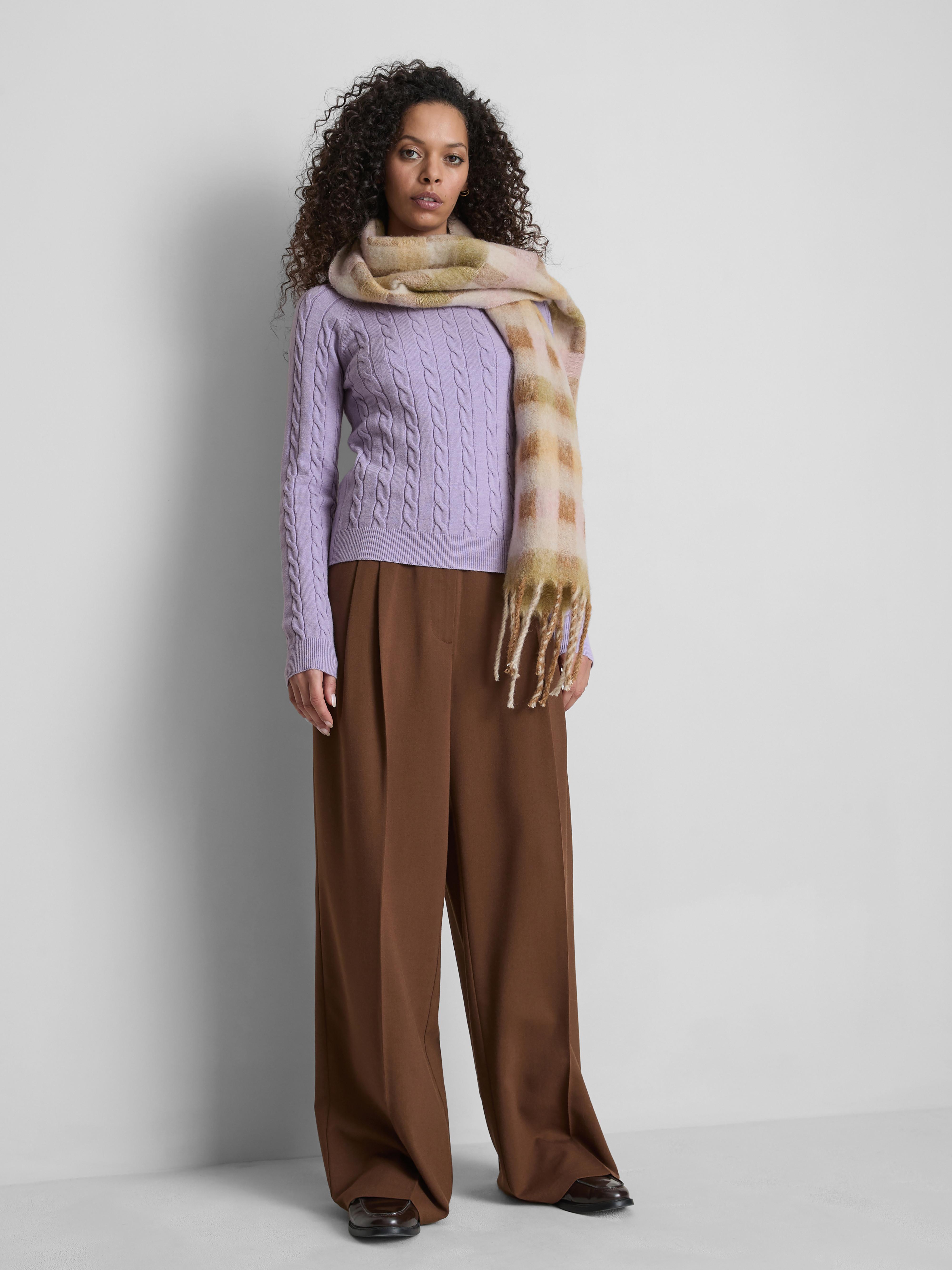 Maglione a trecce a collo alto