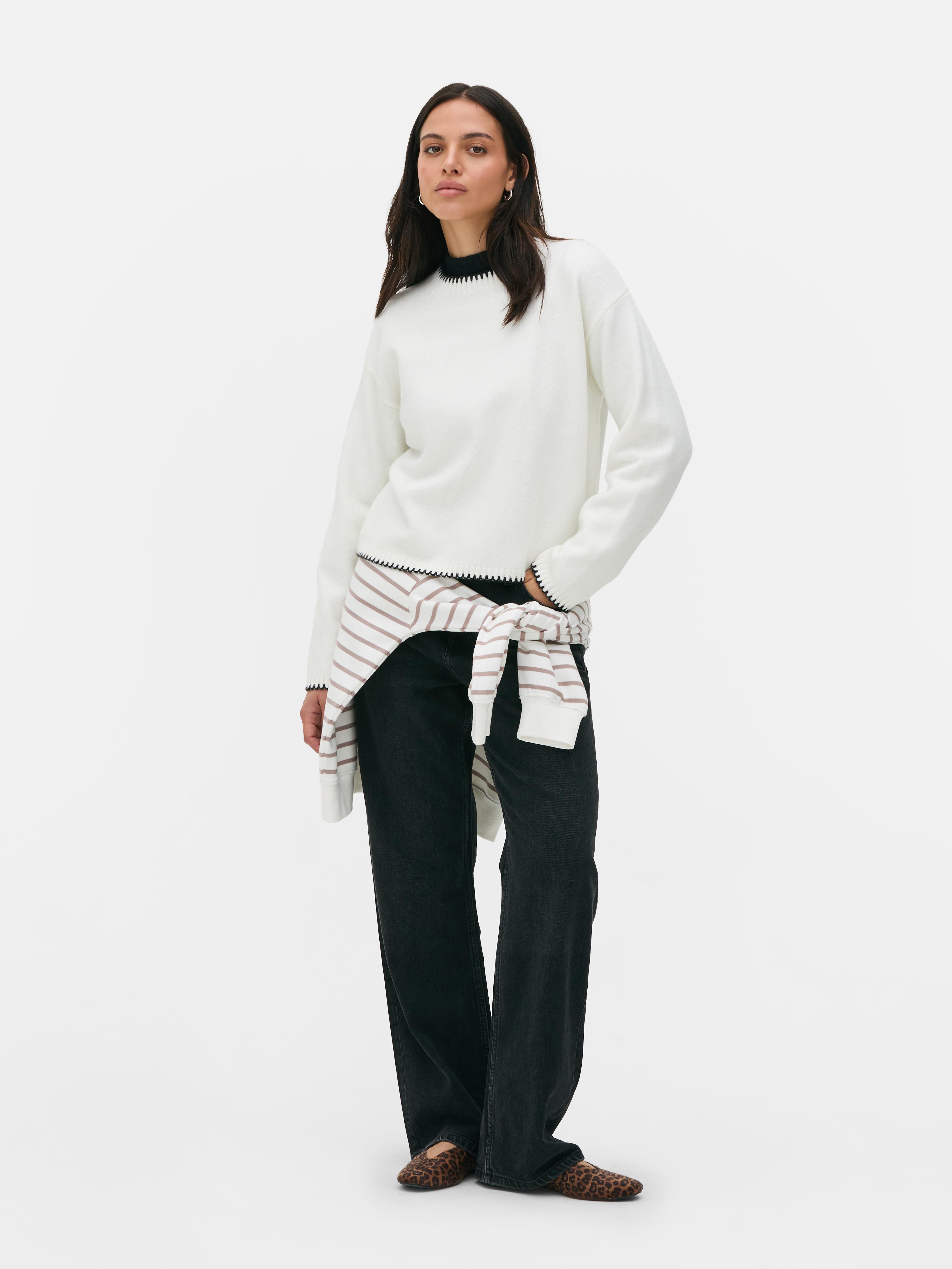 Contrast Stitch Knitted Jumper