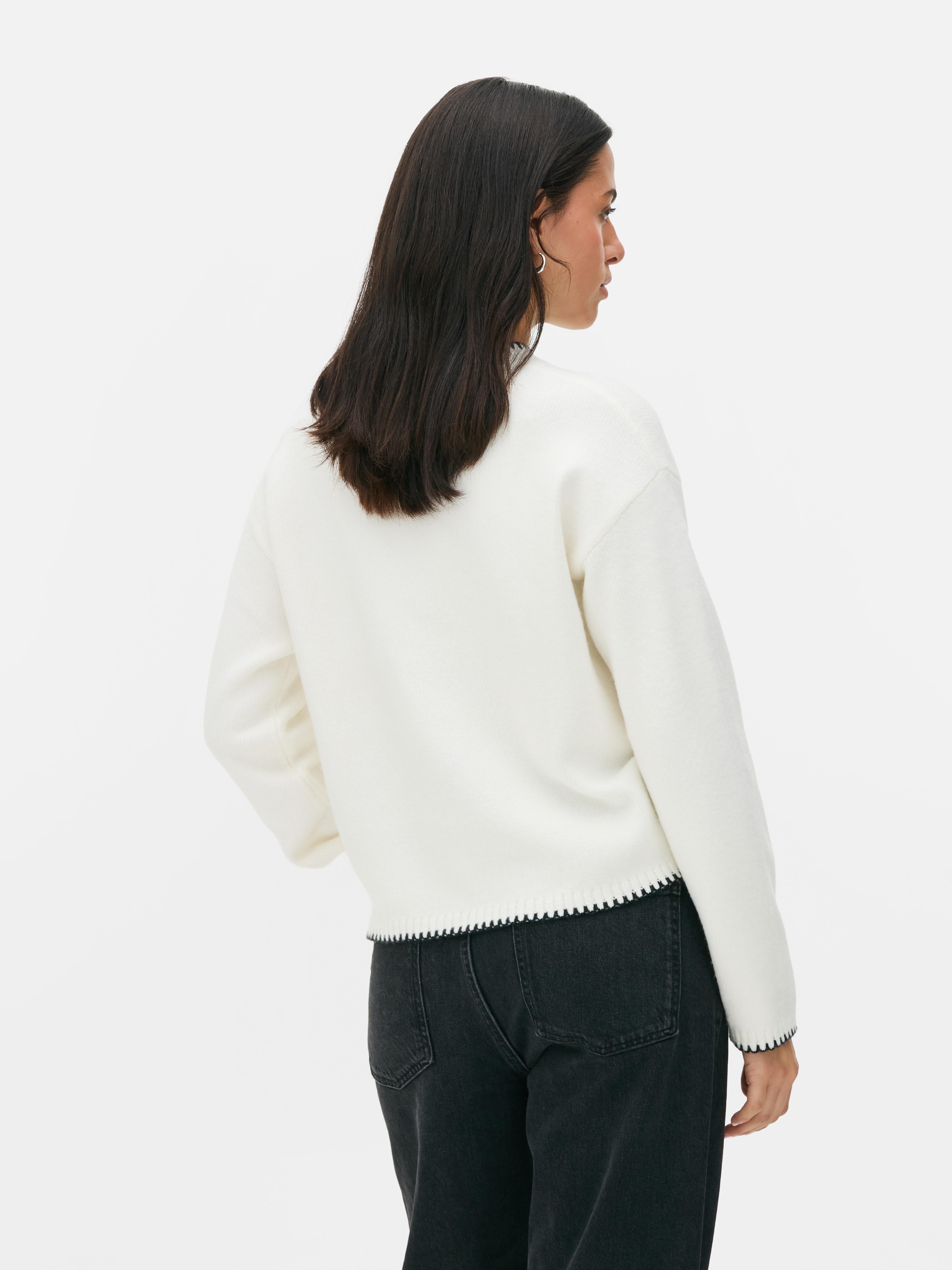 Contrast Stitch Knitted Jumper
