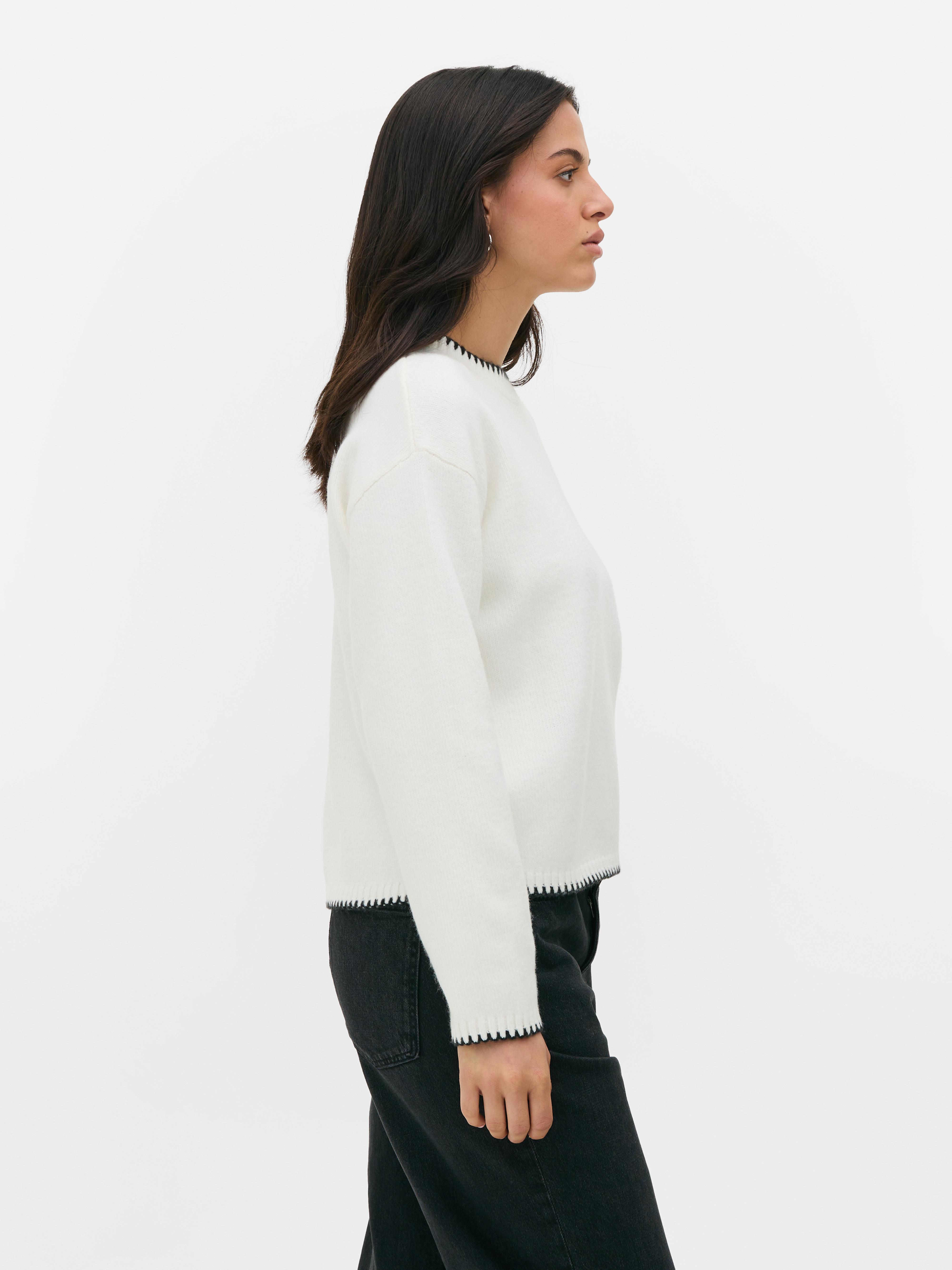 Contrast Stitch Knitted Jumper