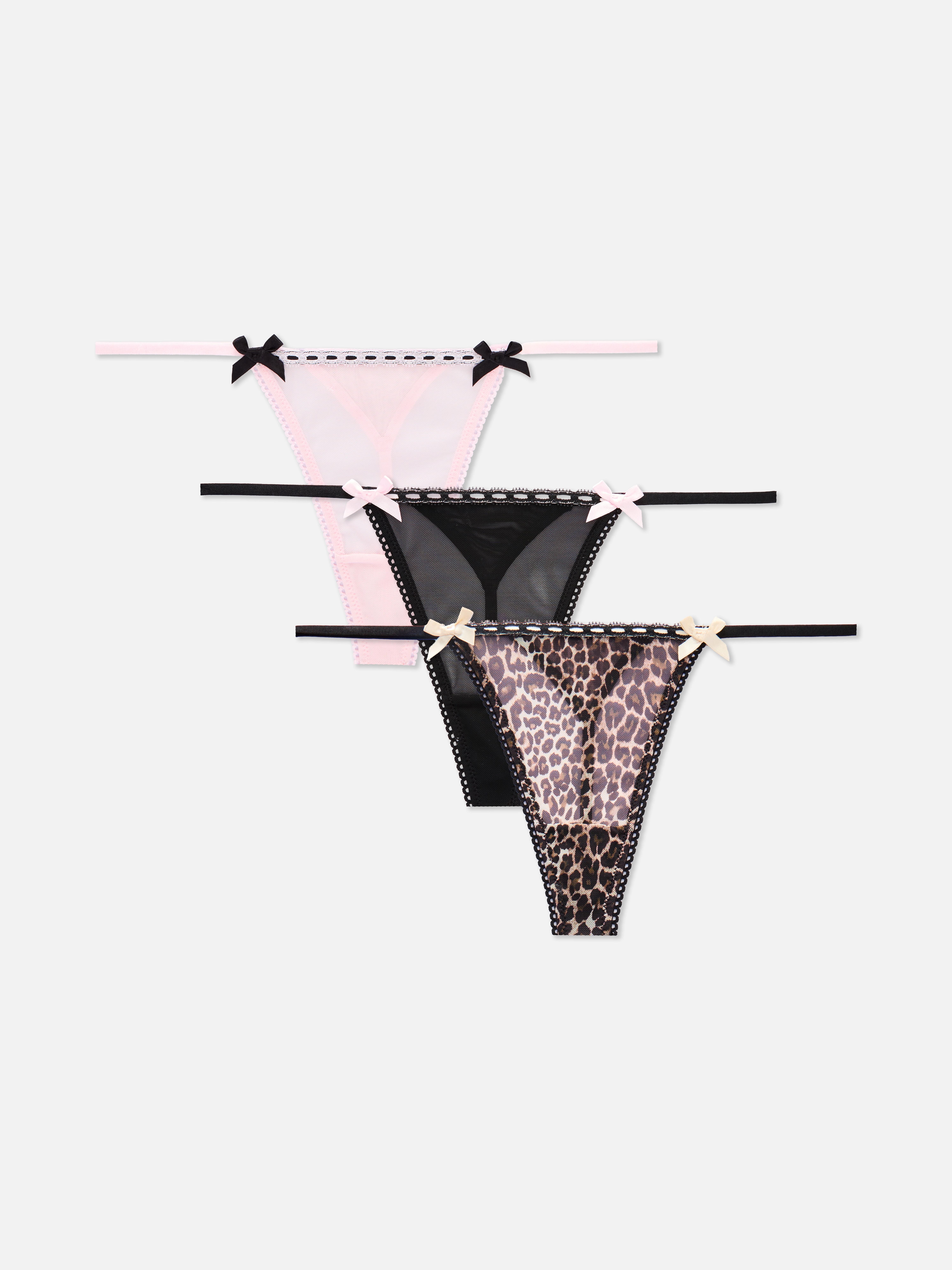 Lot de 3 strings transparents à nœud