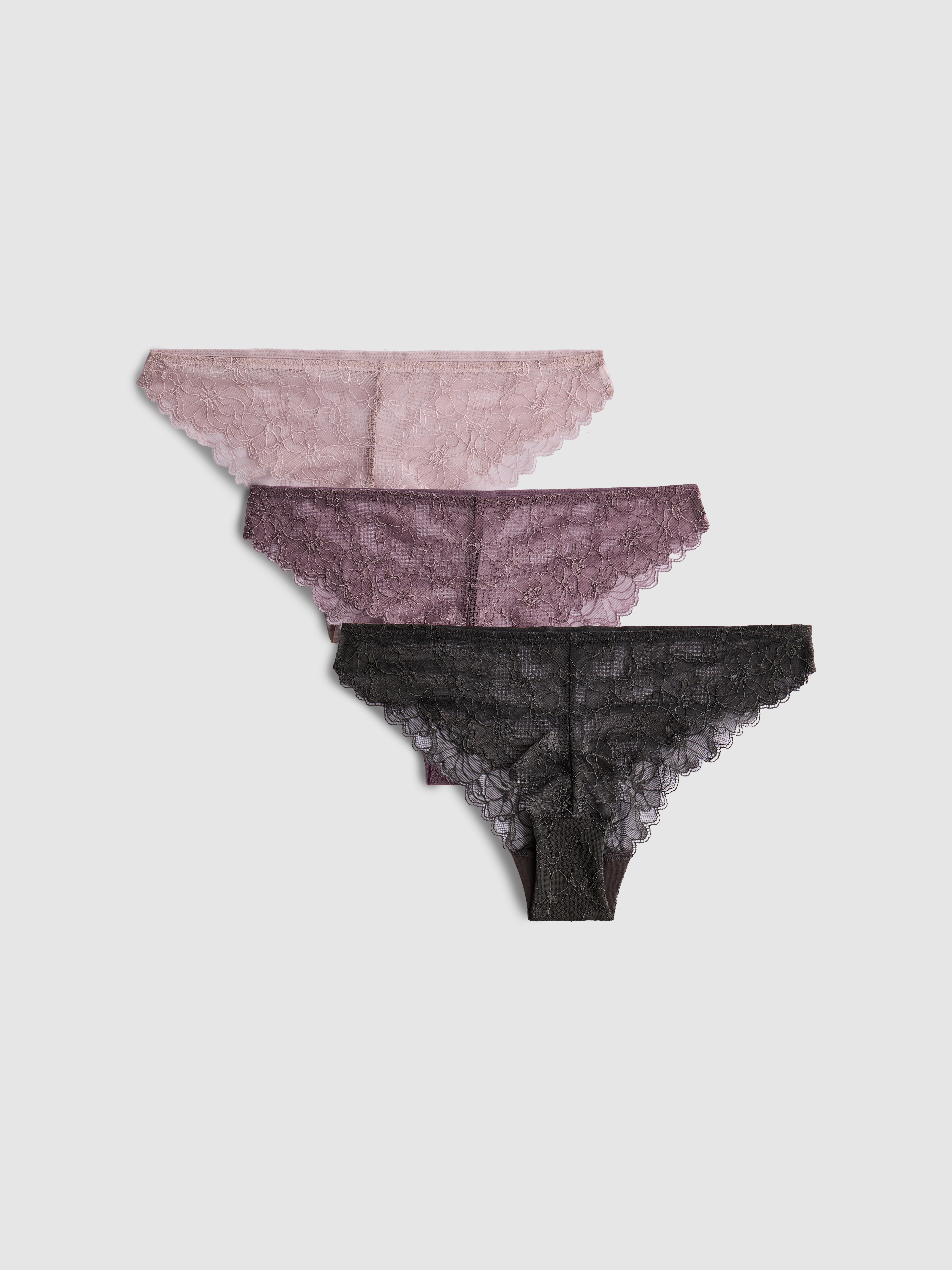 Pack de 3 braguitas brasileñas de encaje