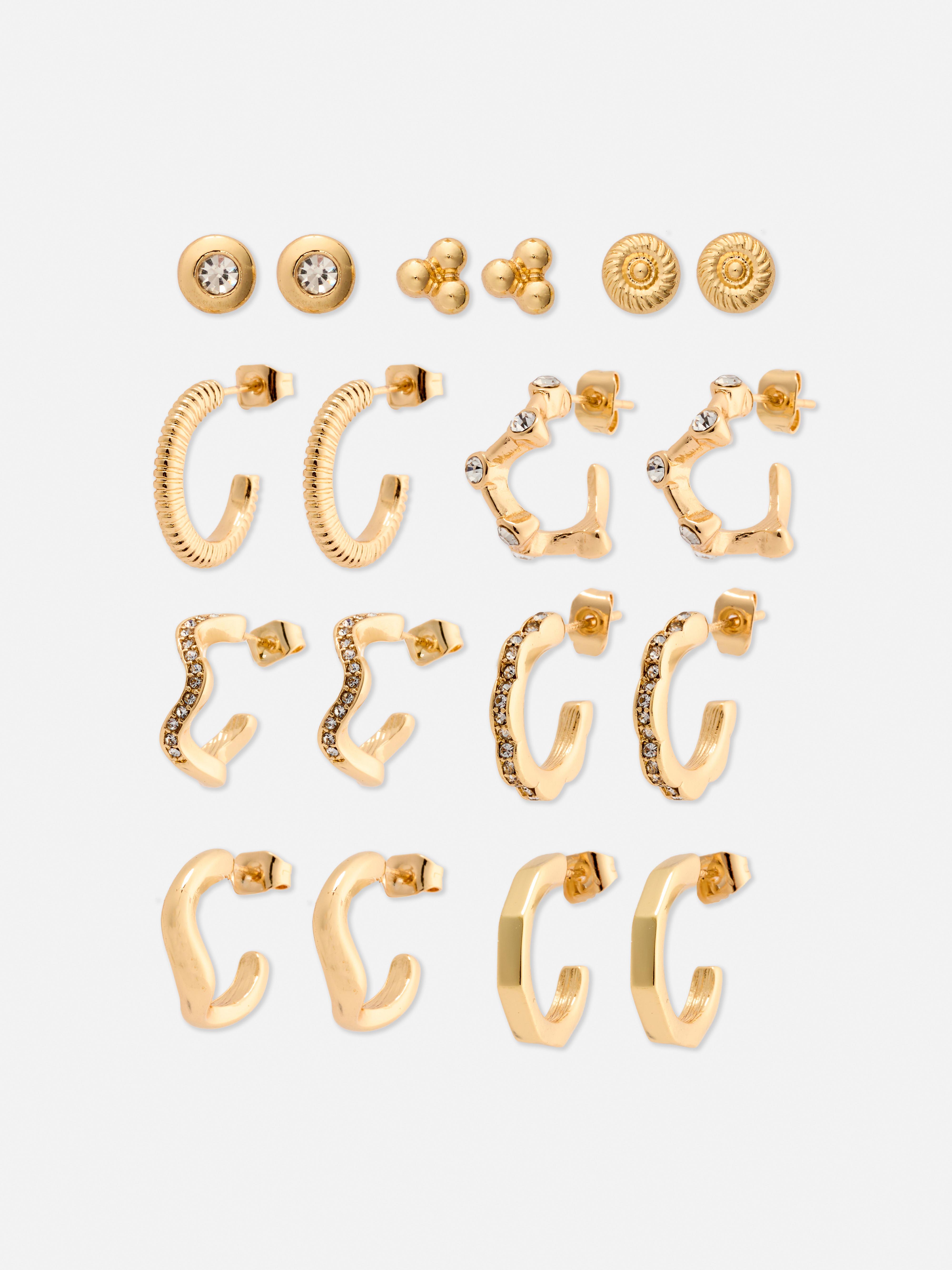 The Edit 9pk Studs and Huggies Yellow