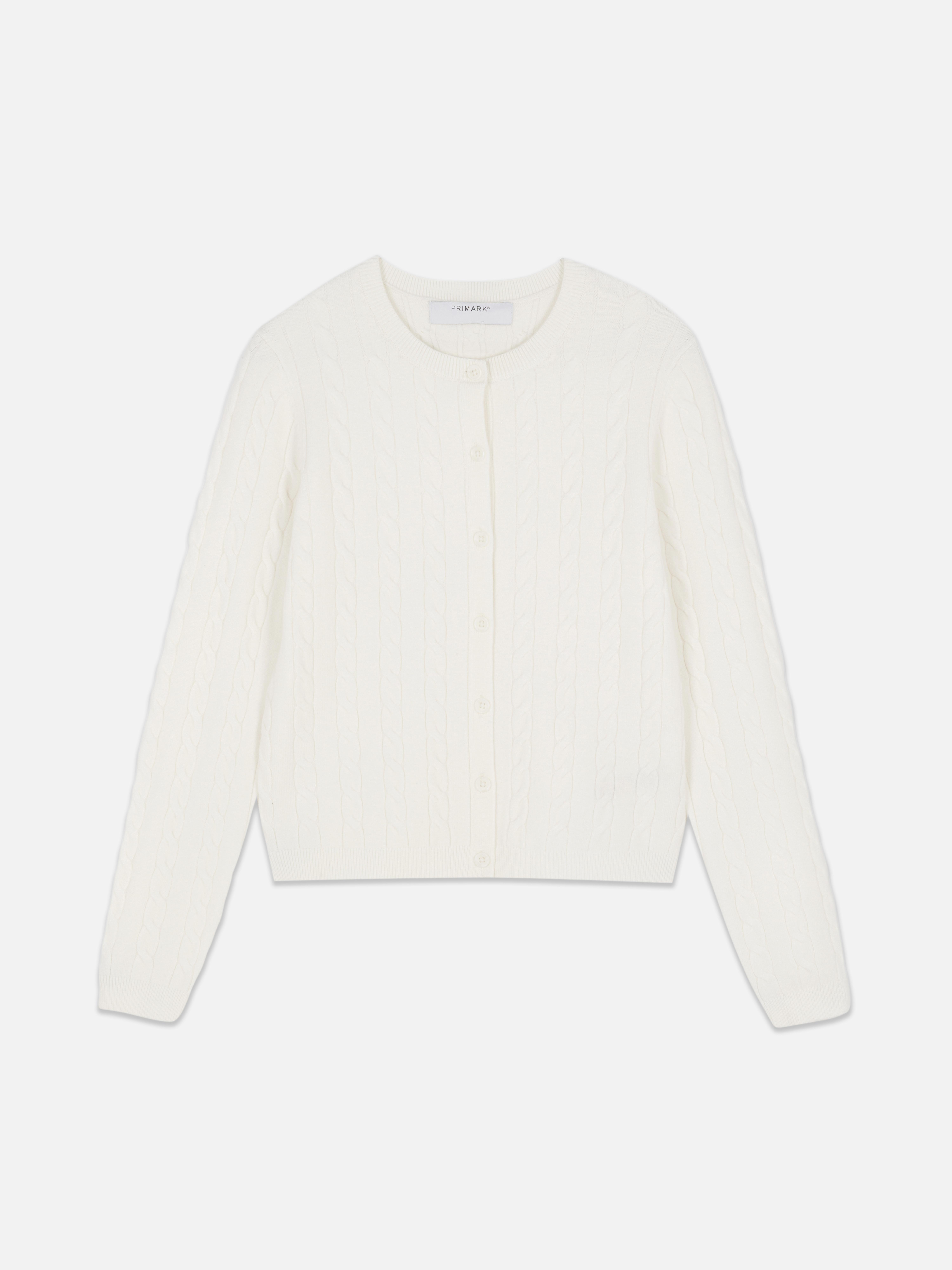 Round Neck Cable Knit Cardigan