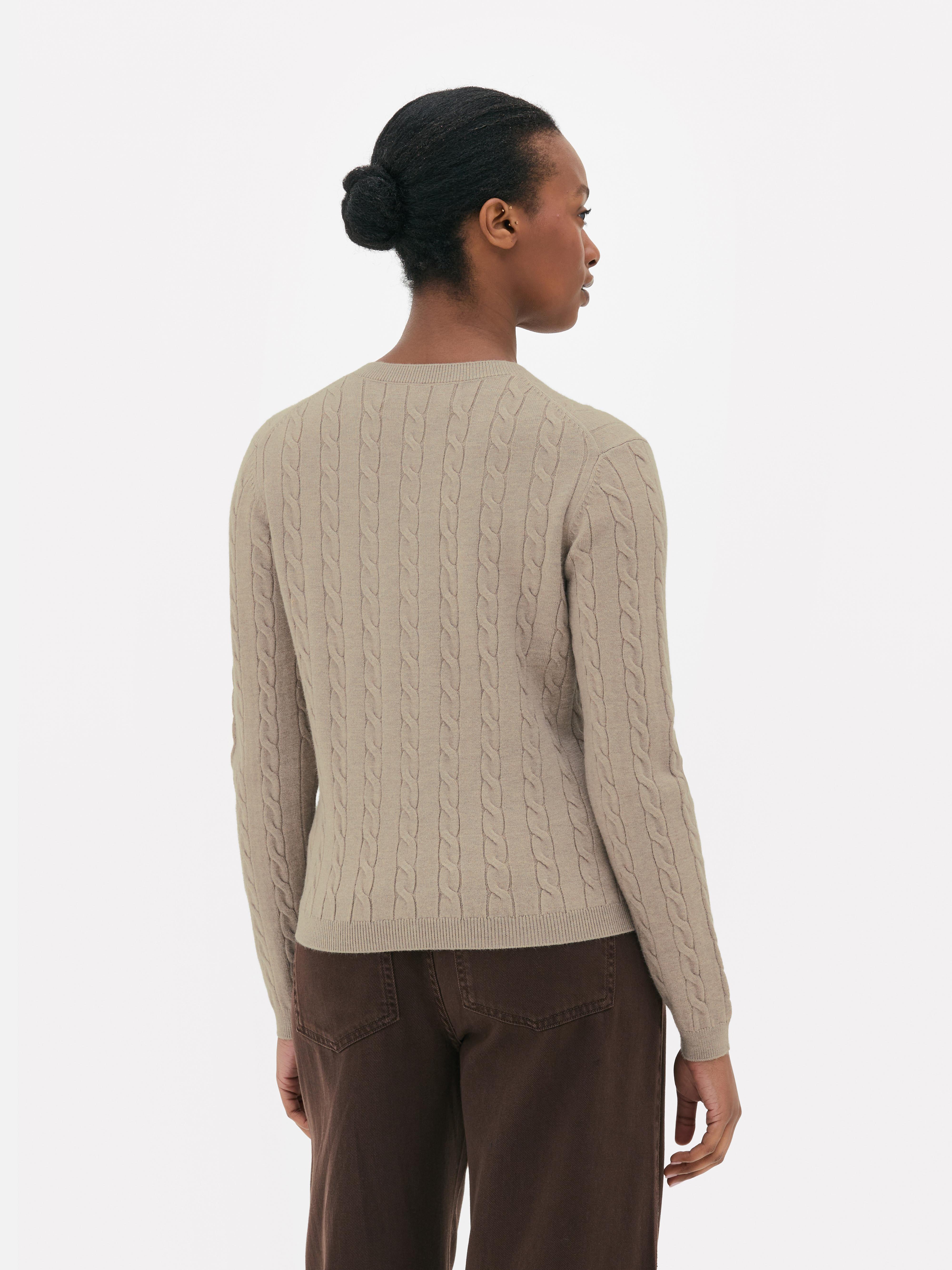 Round Neck Cable Knit Cardigan