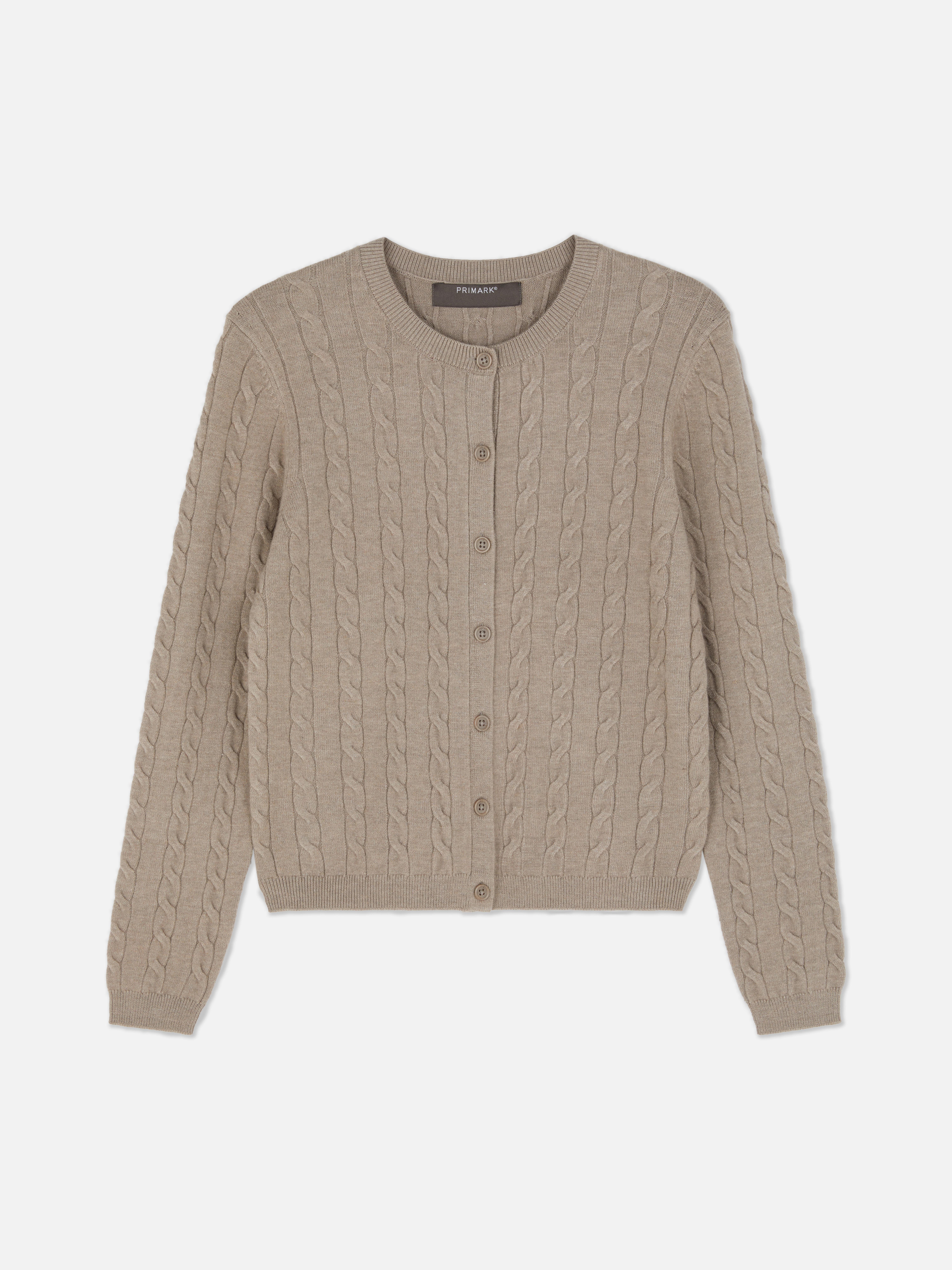 Round Neck Cable Knit Cardigan