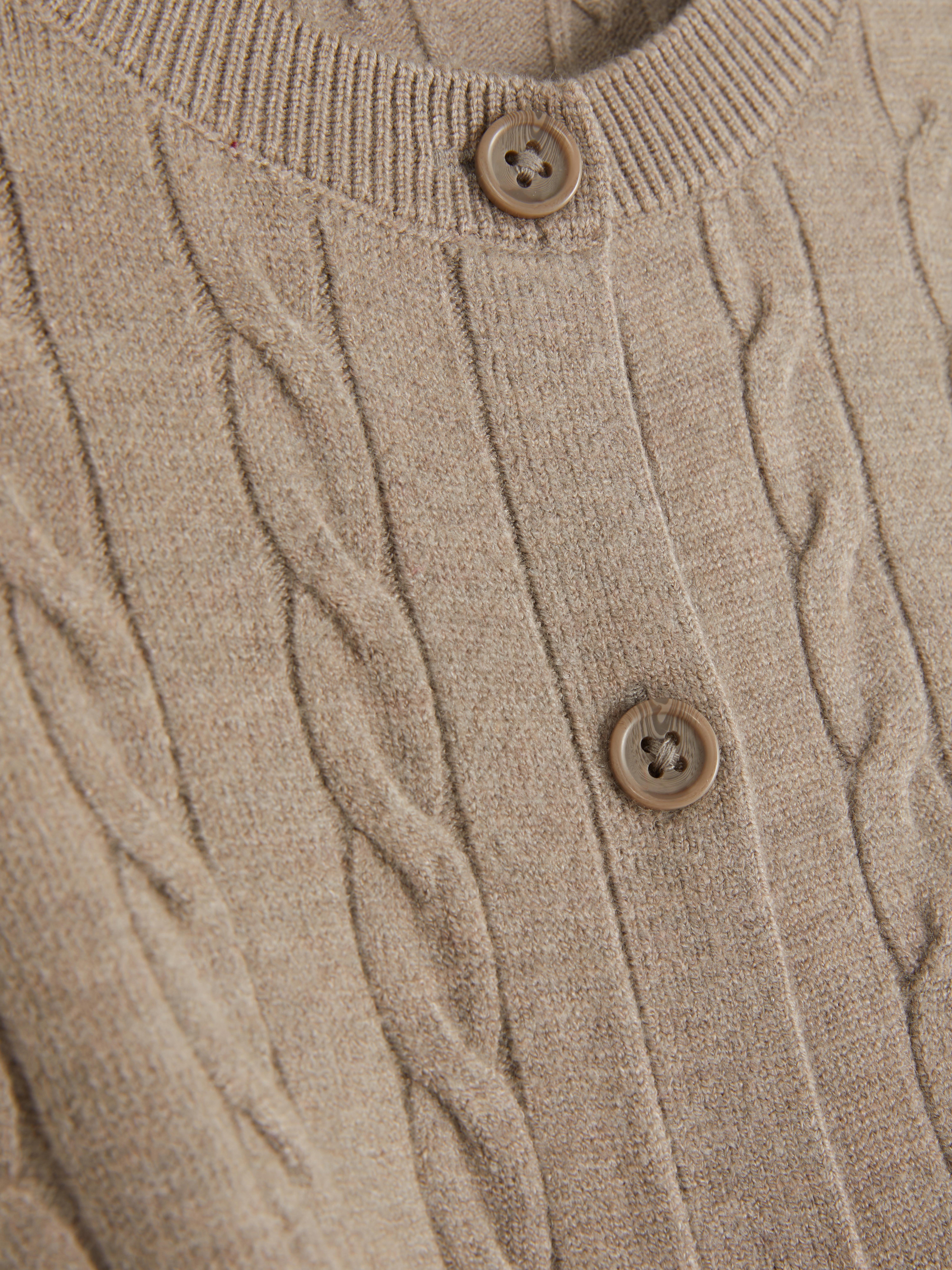 Round Neck Cable Knit Cardigan