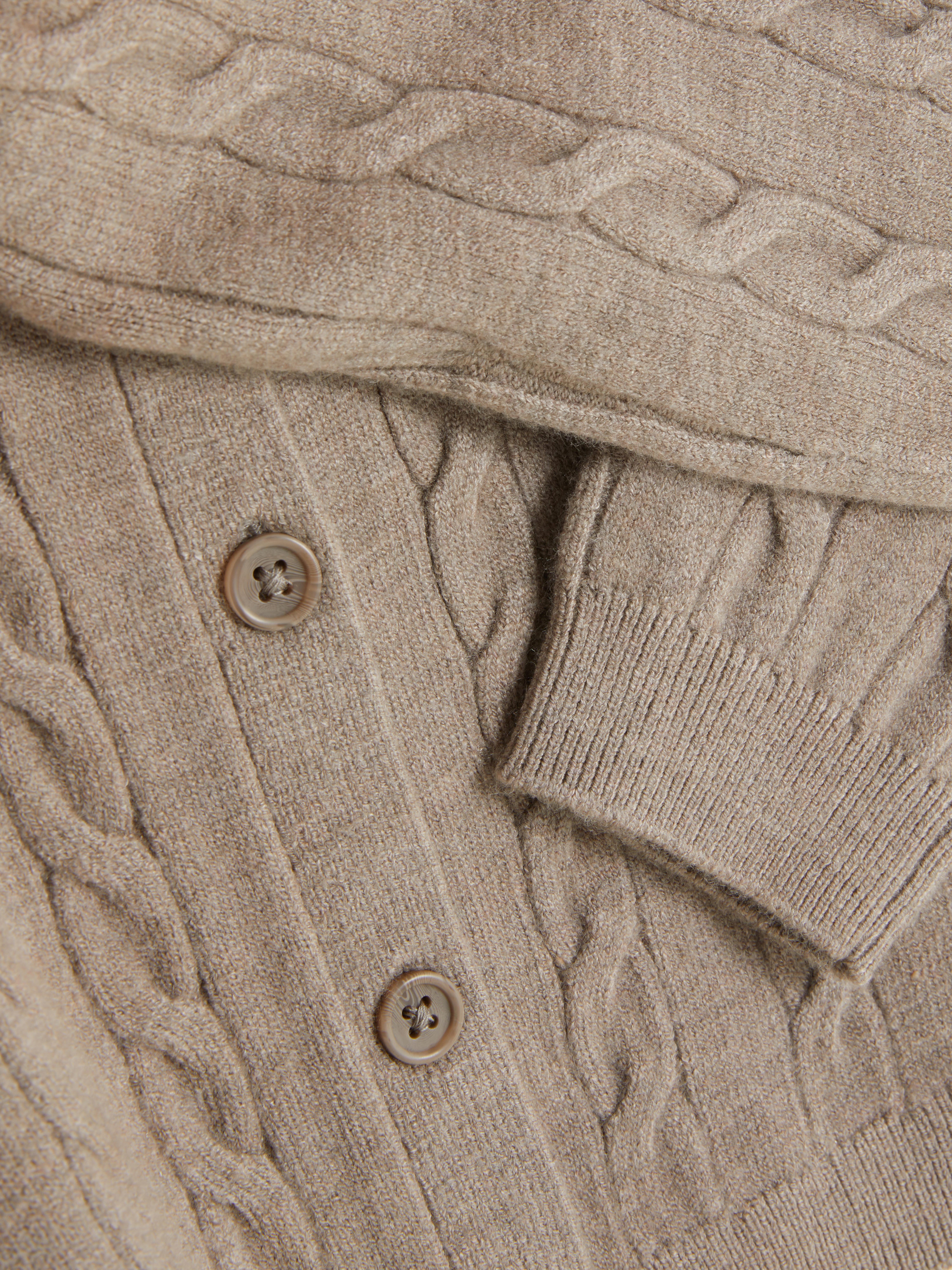 Round Neck Cable Knit Cardigan