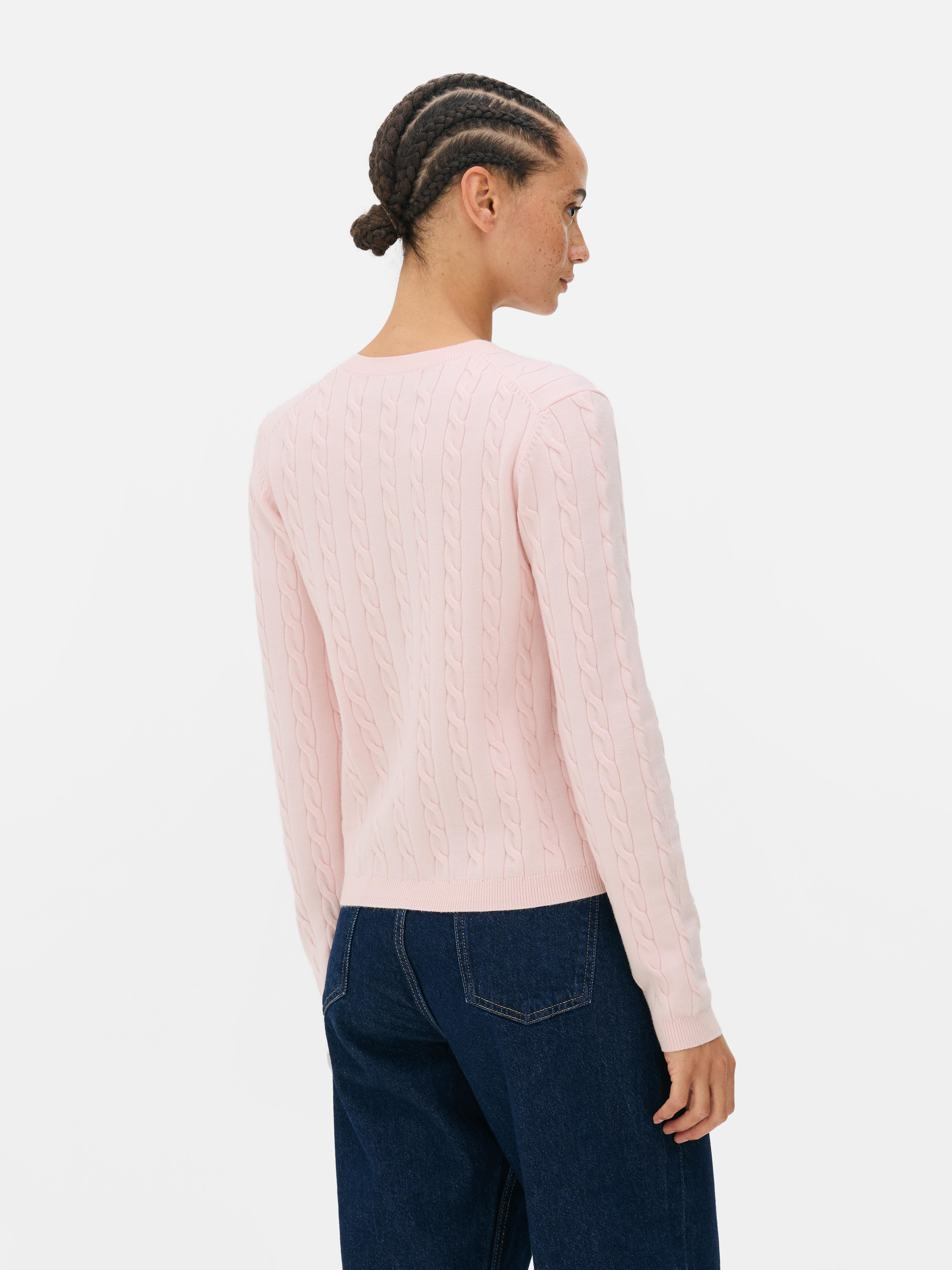 Round Neck Cable Knit Cardigan