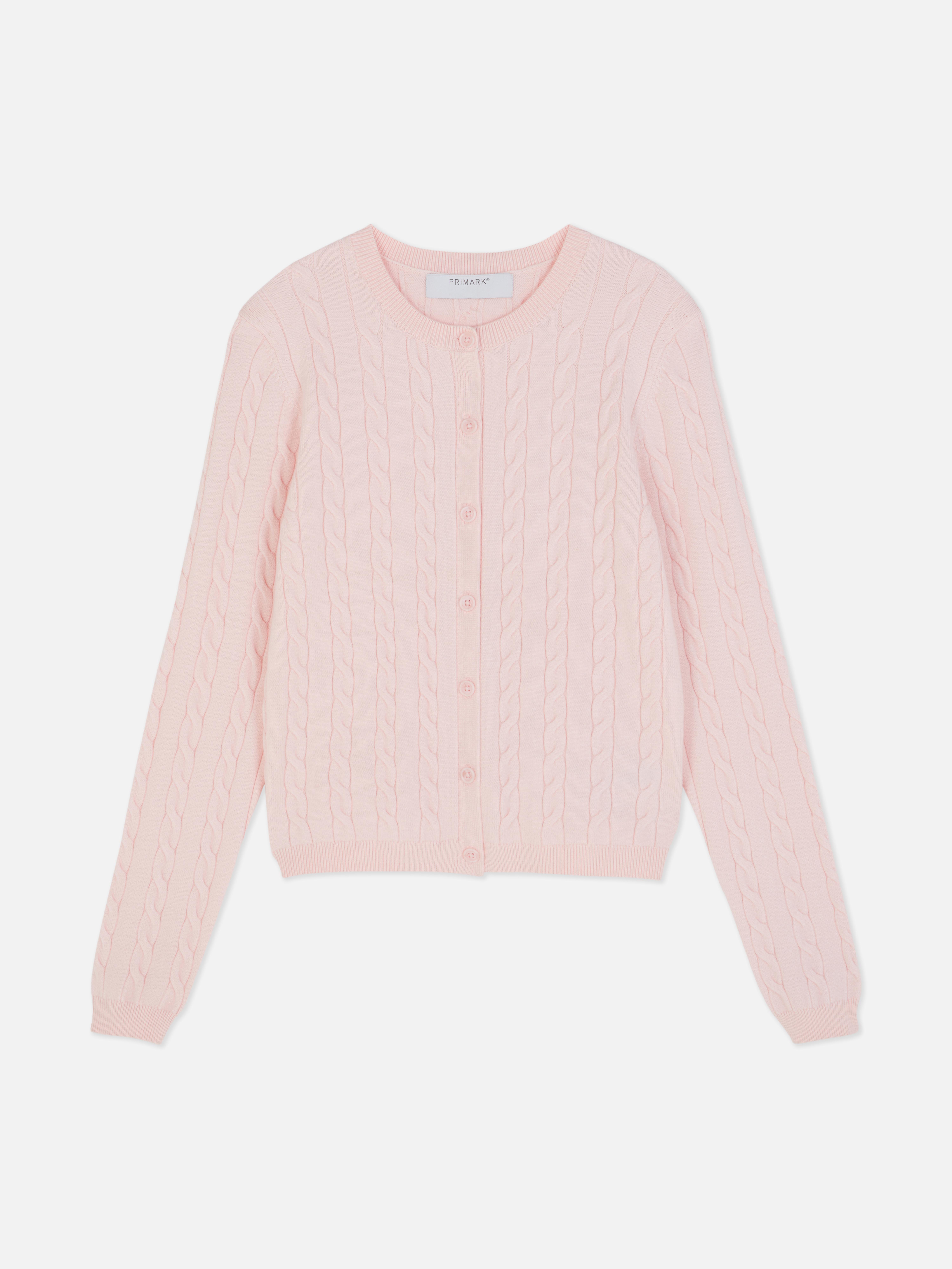 Round Neck Cable Knit Cardigan