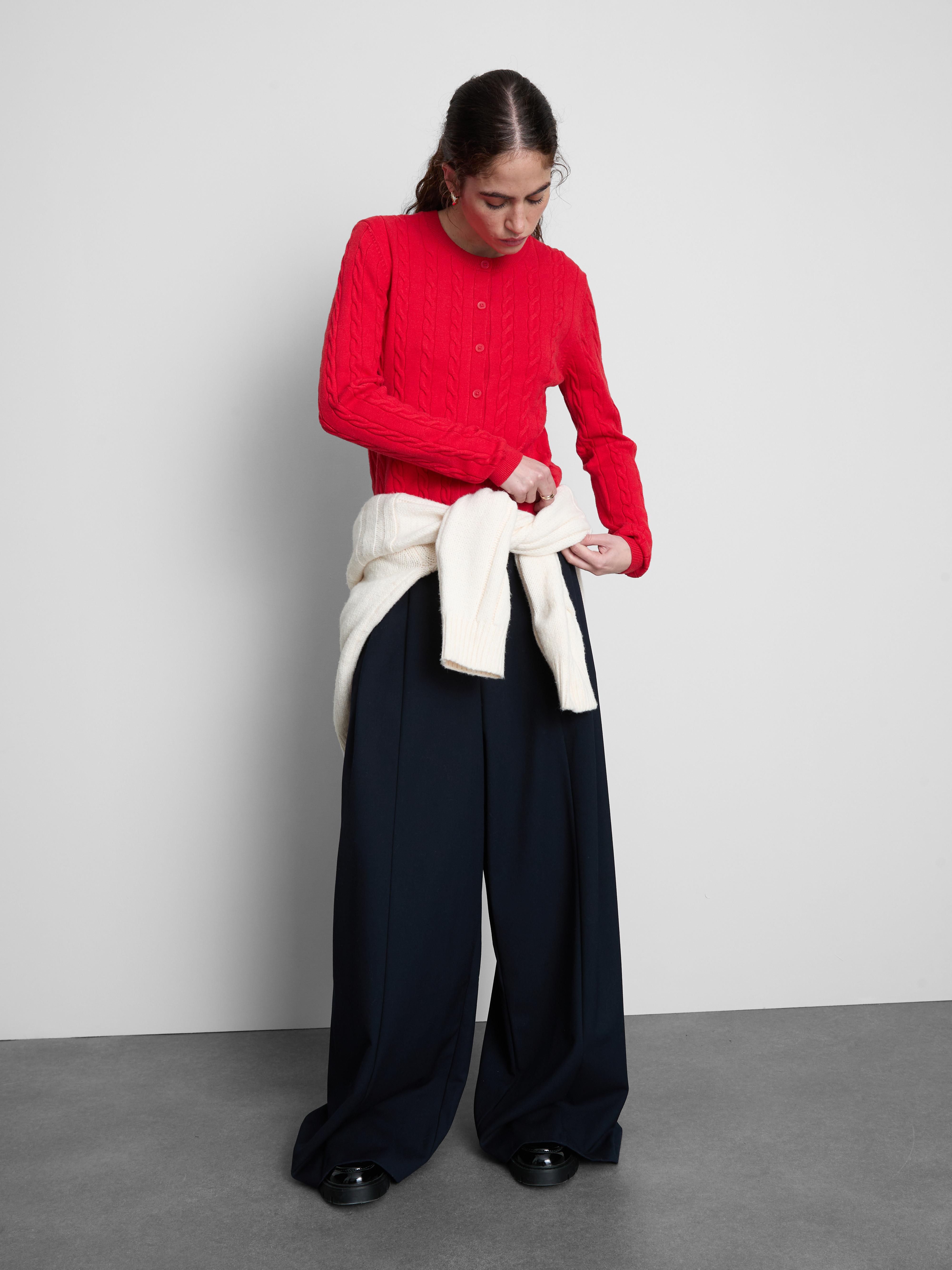 Cardigan din tricot cu model și guler rotund