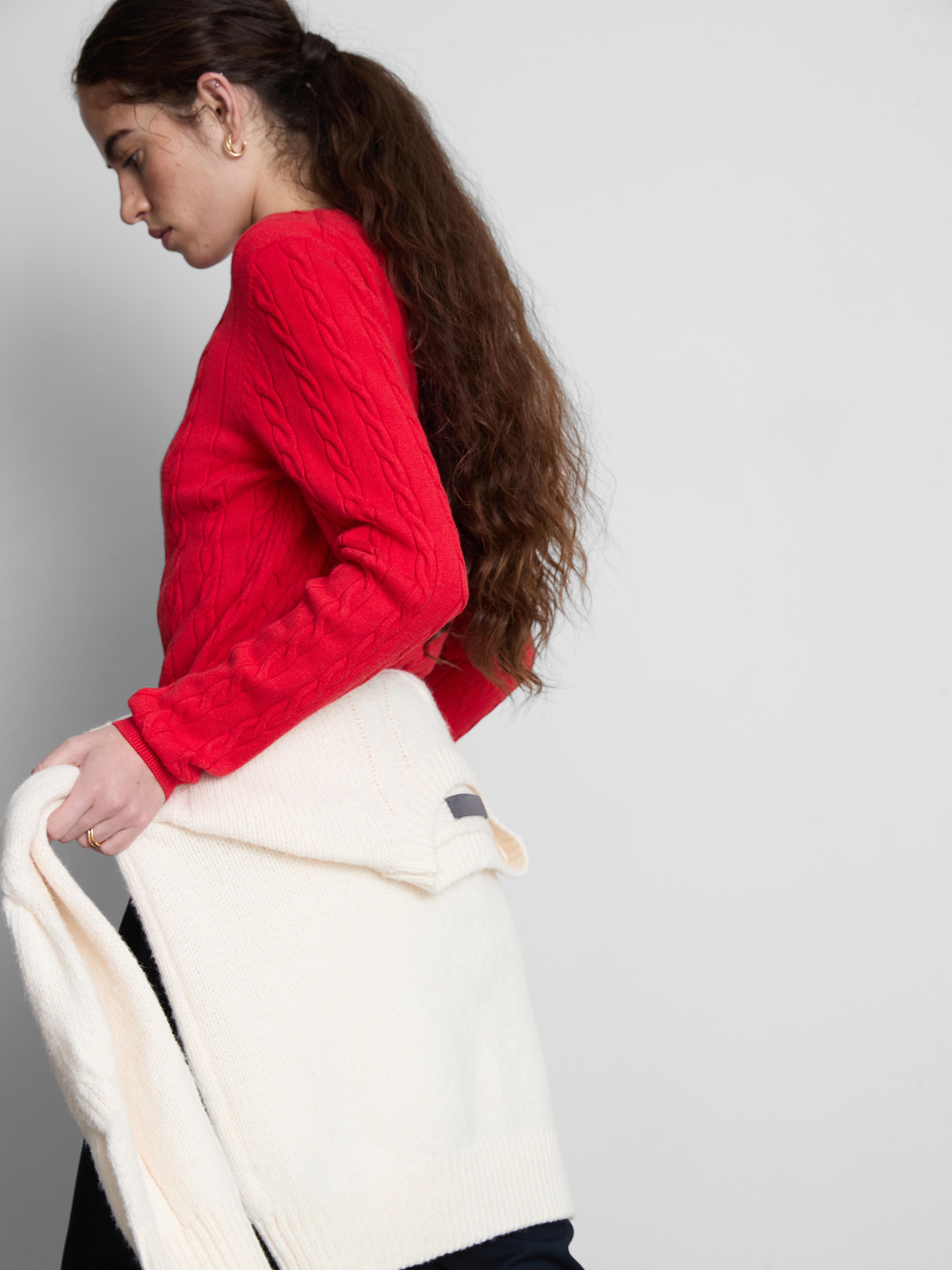 Cardigan din tricot cu model și guler rotund