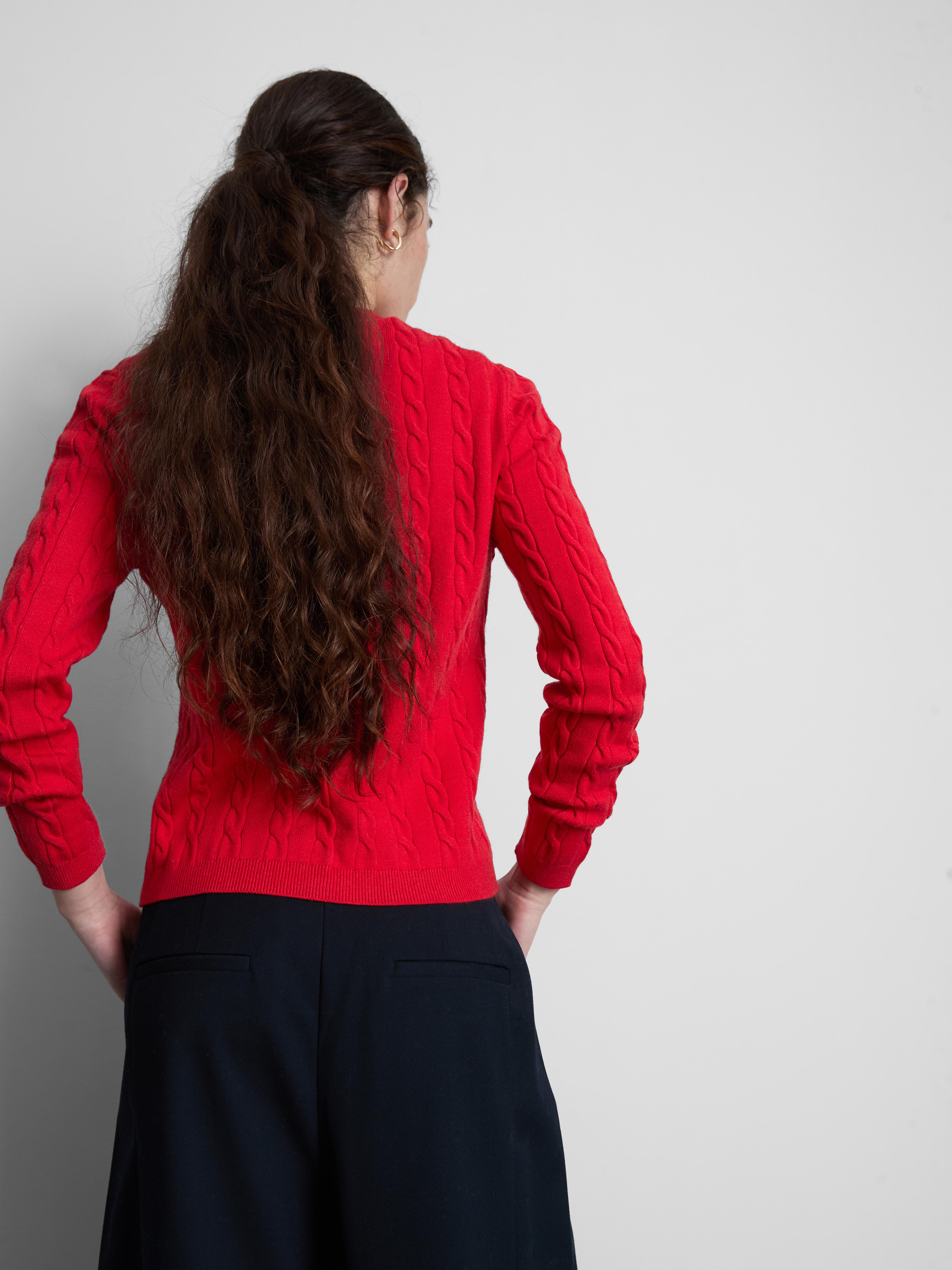 Cardigan din tricot cu model și guler rotund