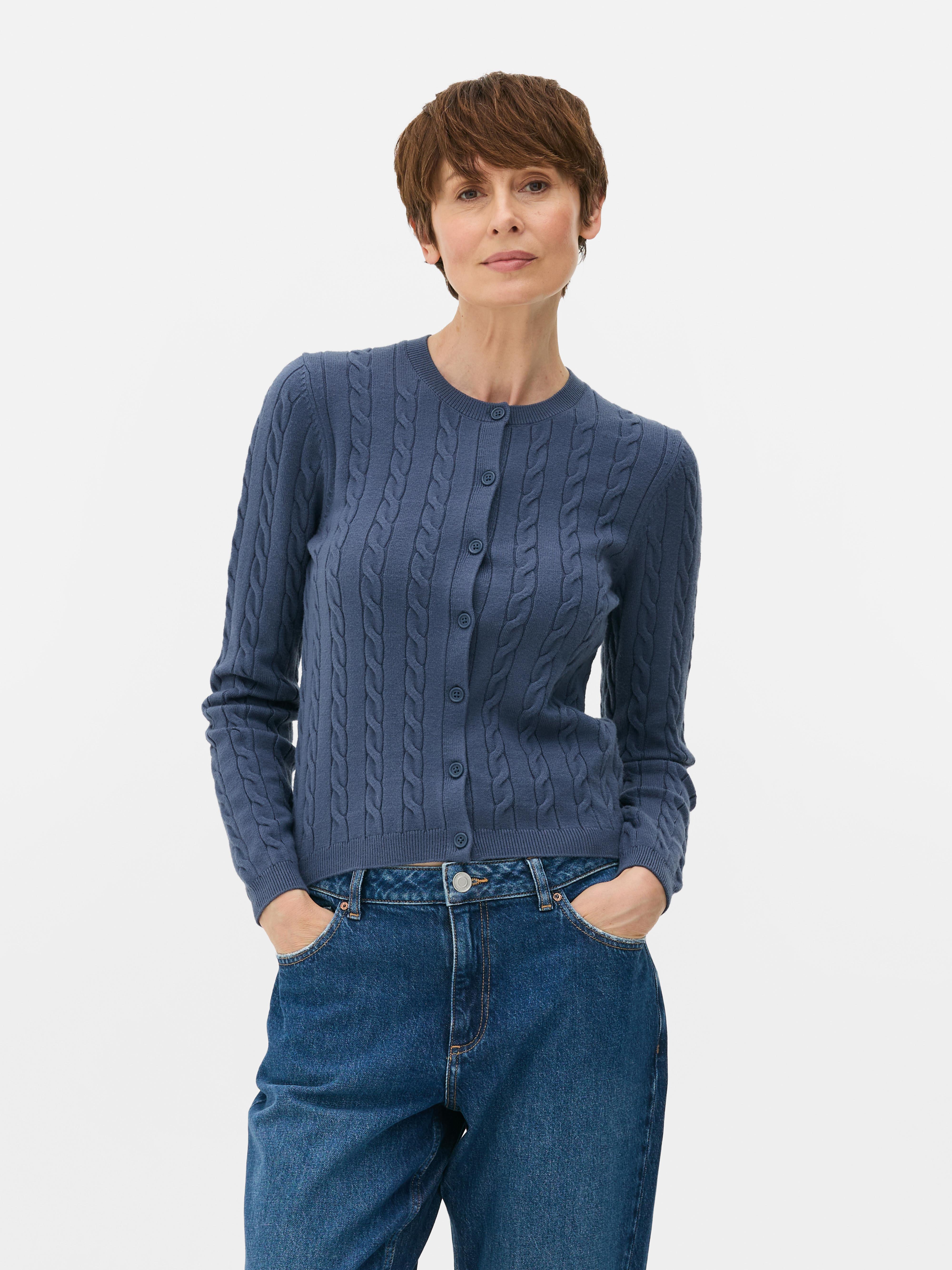 Cardigan din tricot cu model și guler rotund