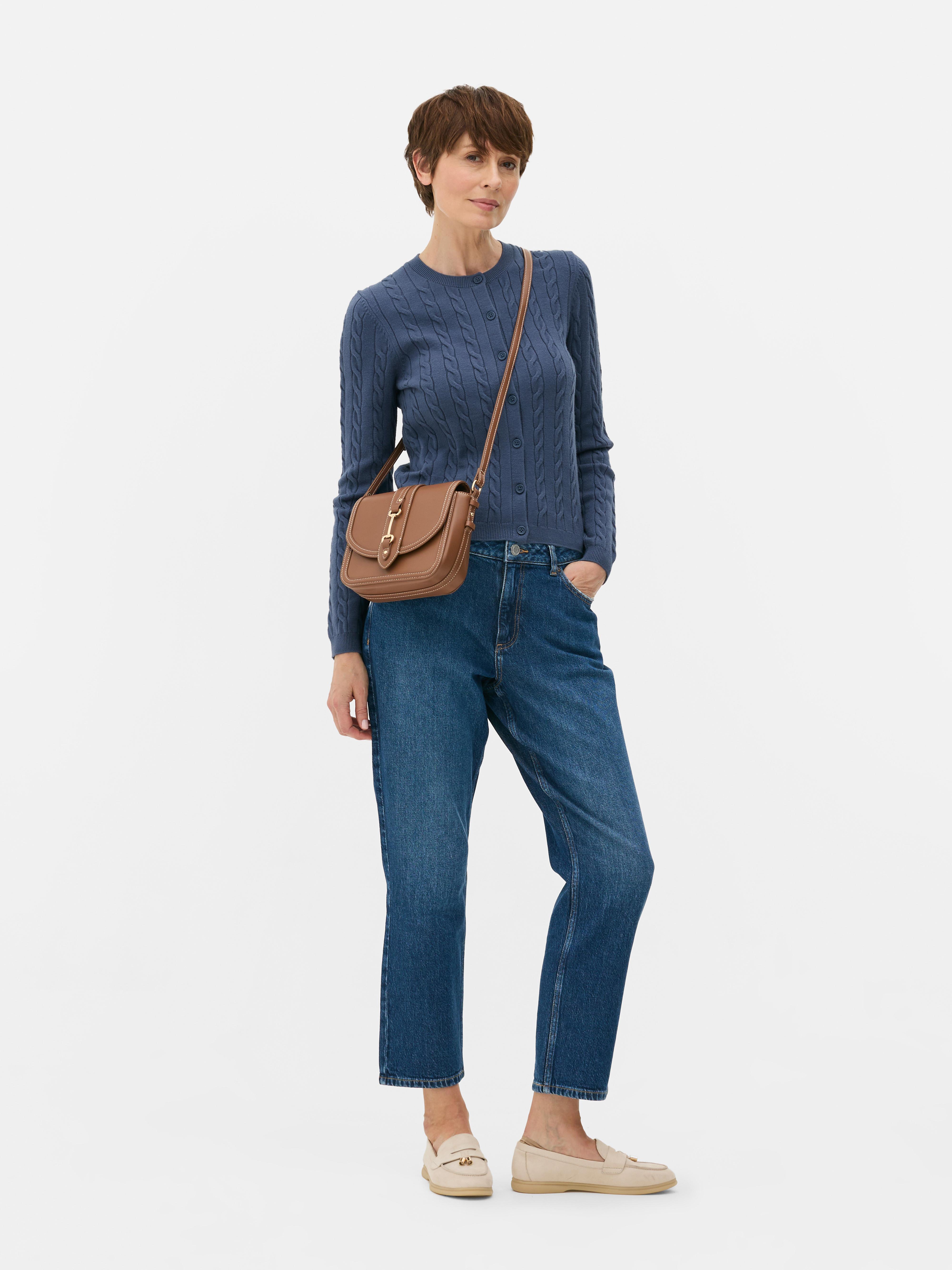 Round Neck Cable Knit Cardigan