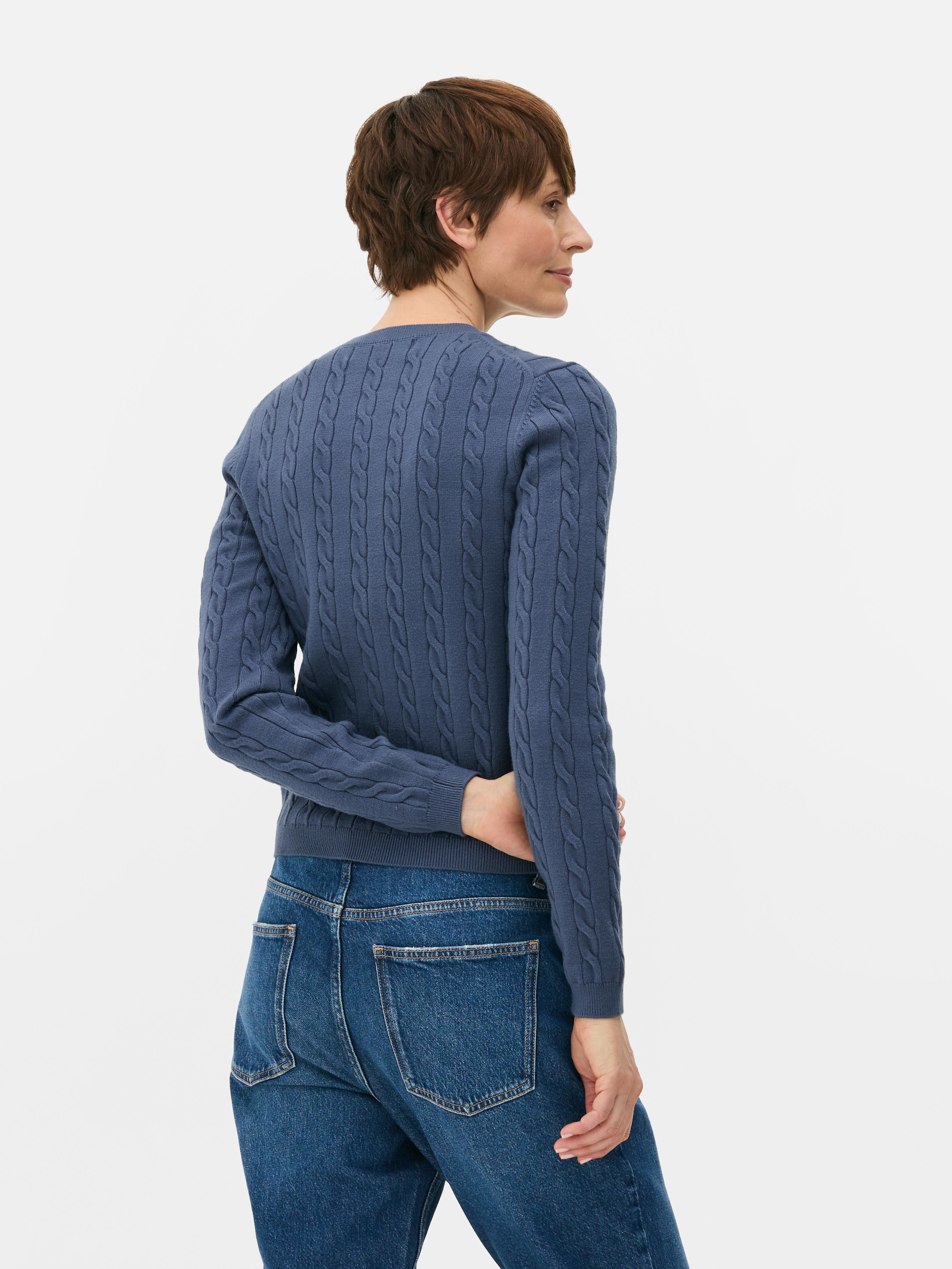 Round Neck Cable Knit Cardigan