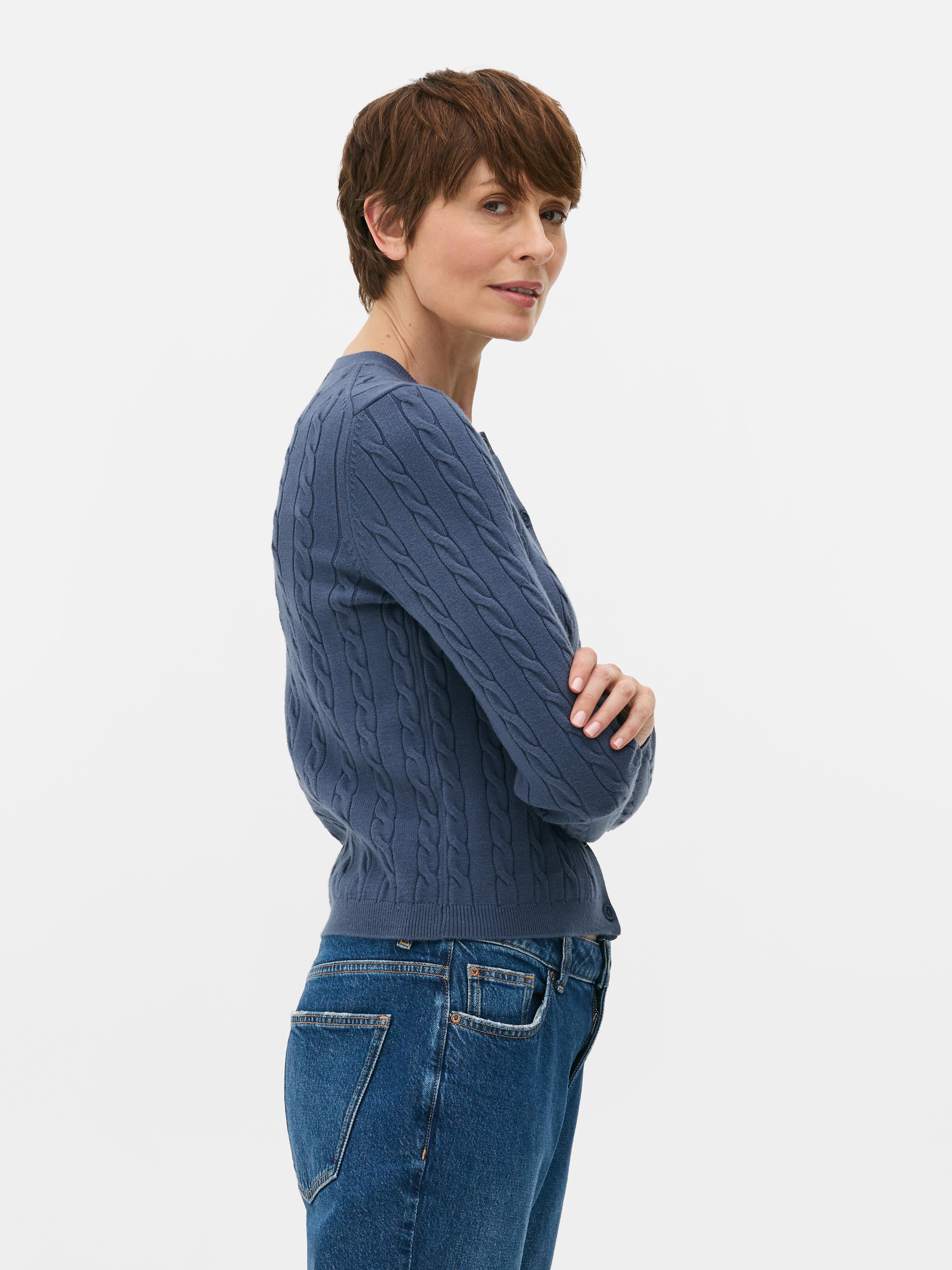 Round Neck Cable Knit Cardigan