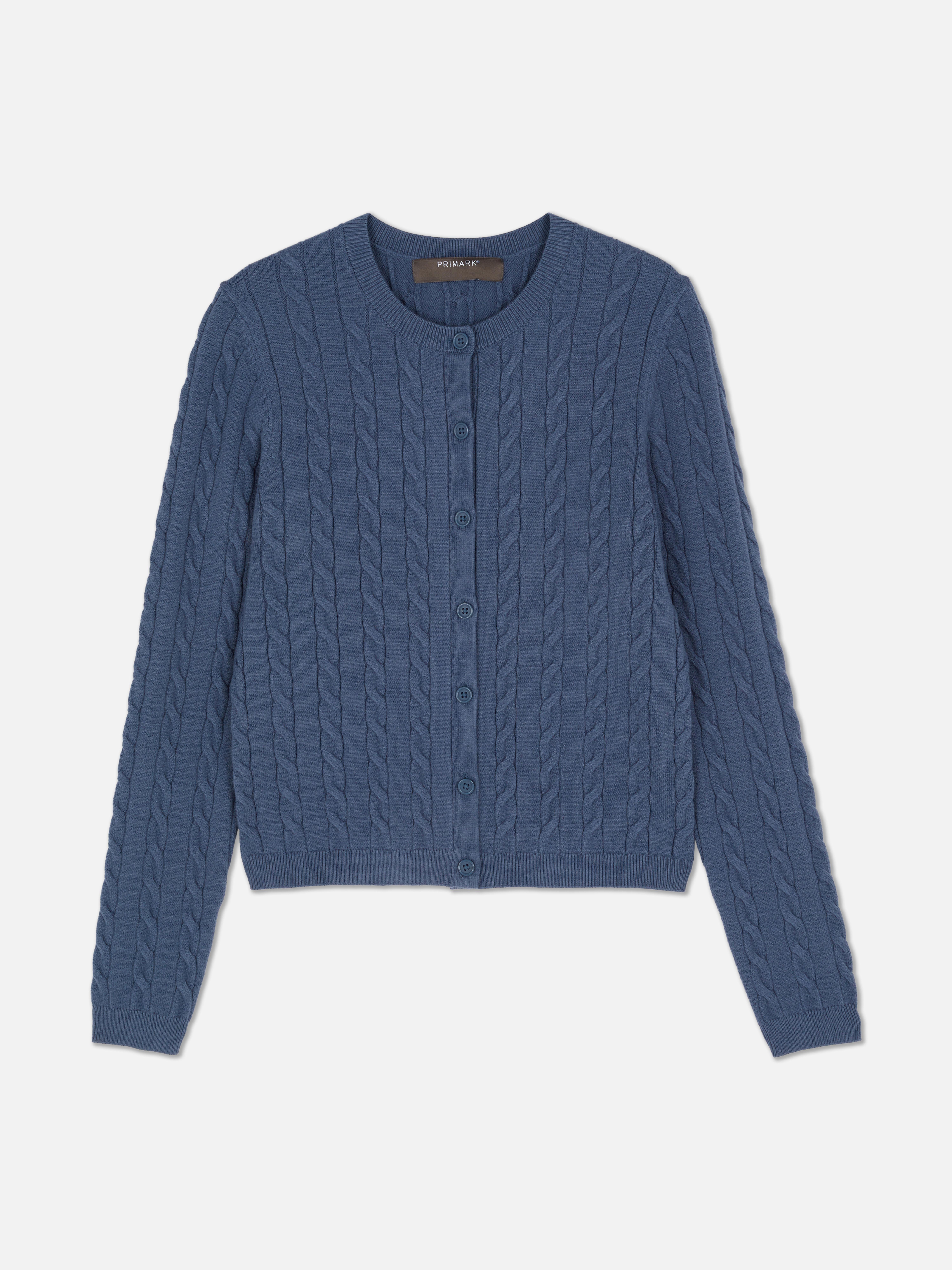 Round Neck Cable Knit Cardigan