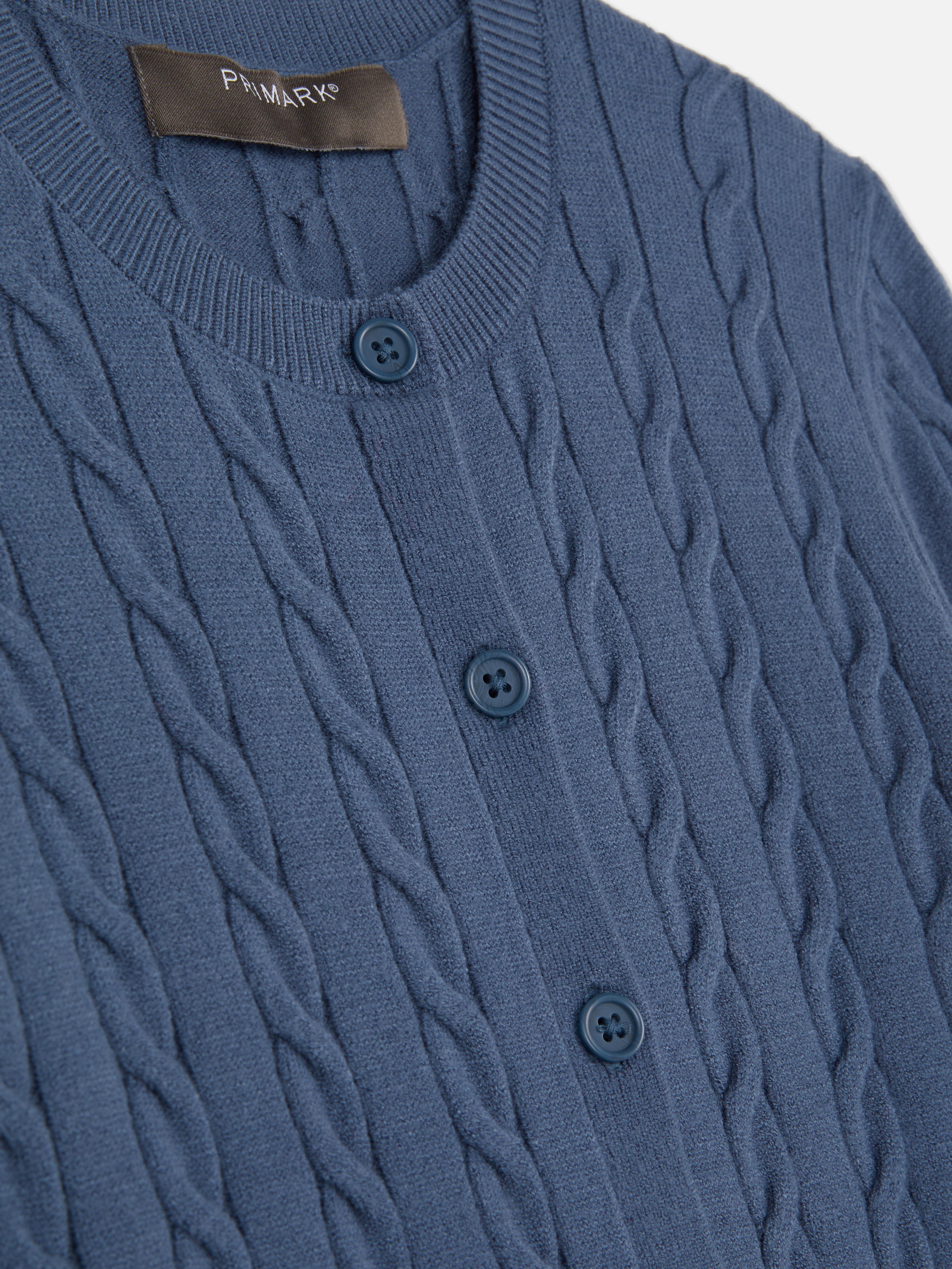 Round Neck Cable Knit Cardigan