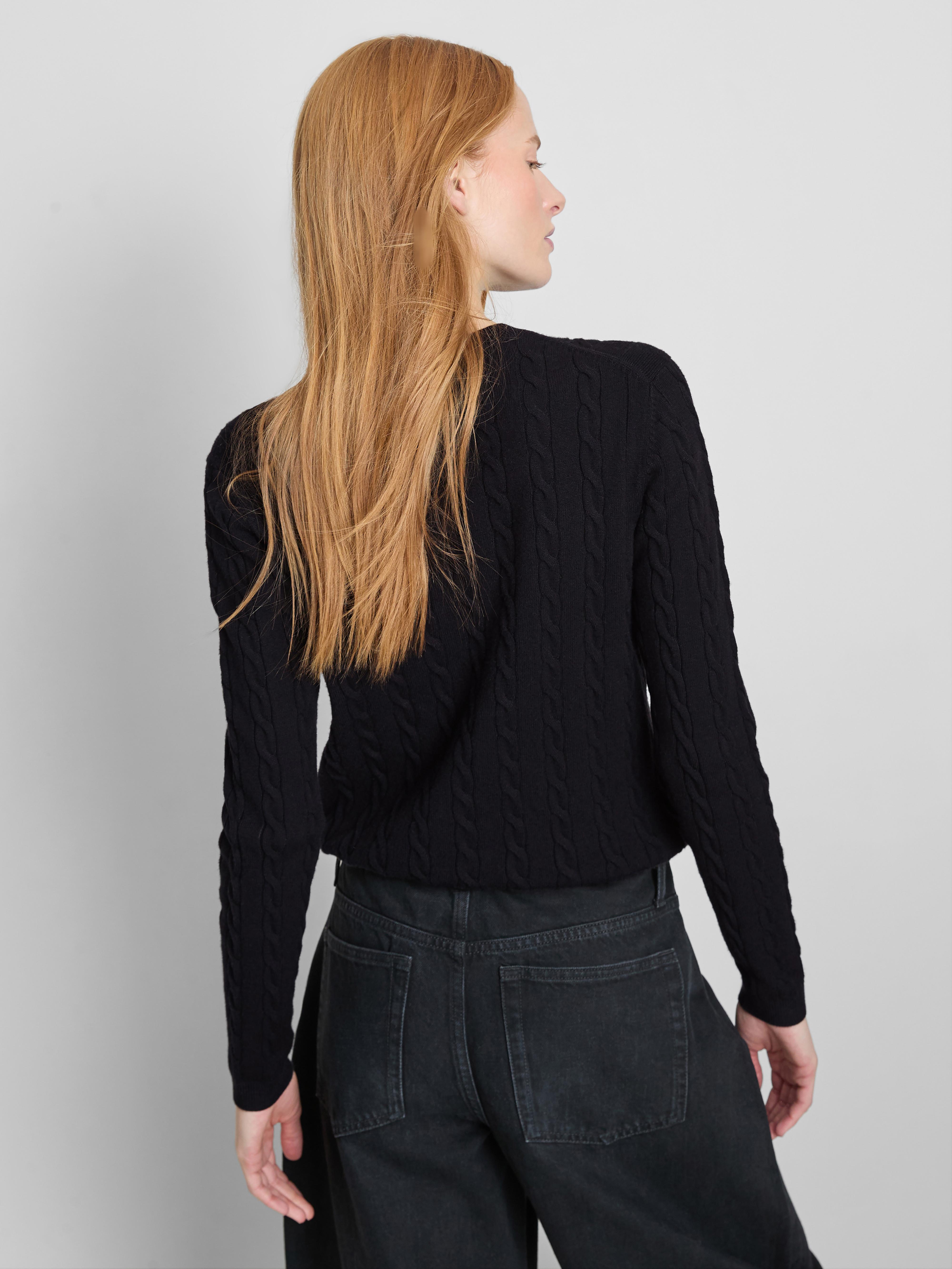 Round Neck Cable Knit Cardigan