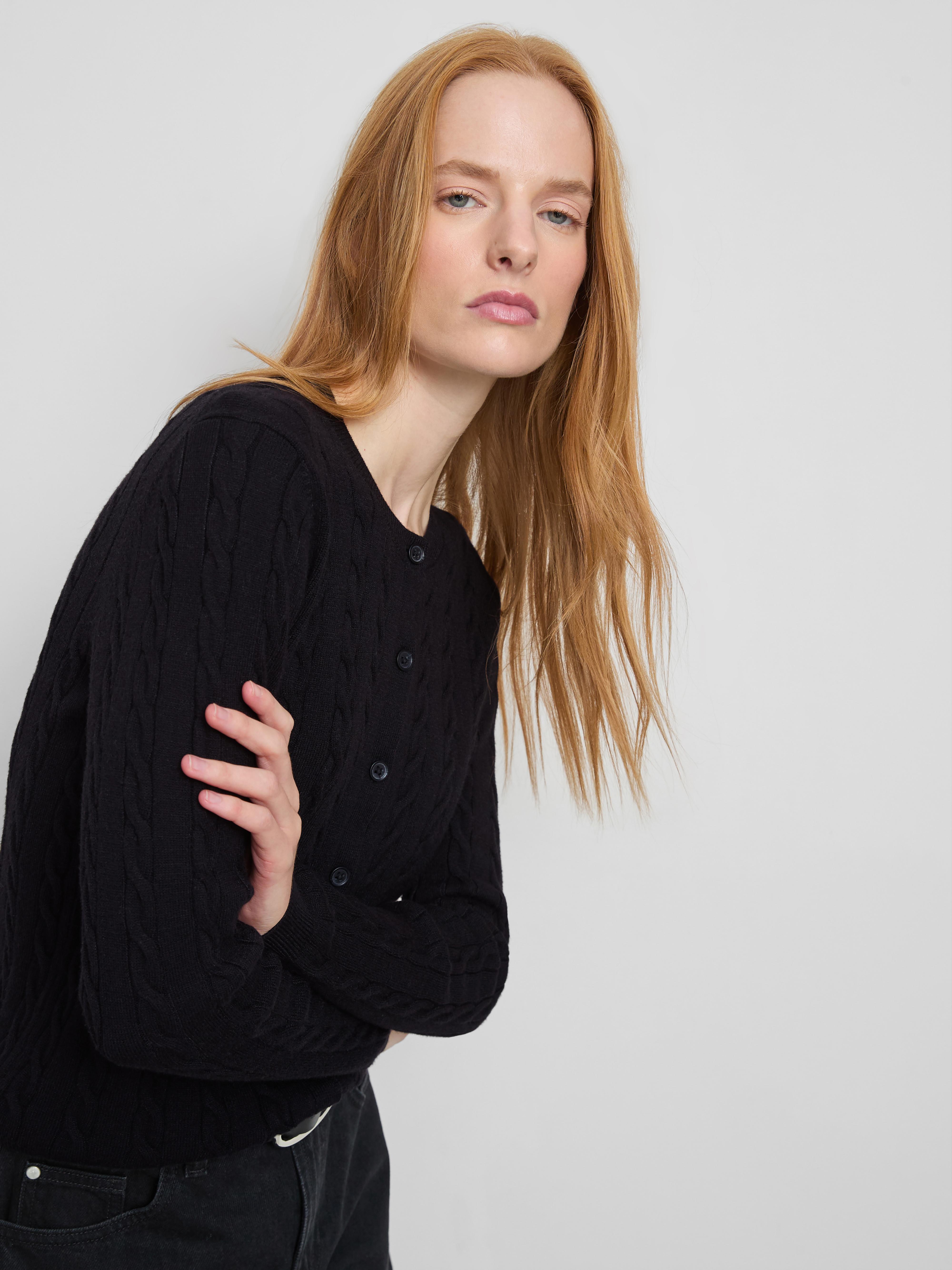 Round Neck Cable Knit Cardigan