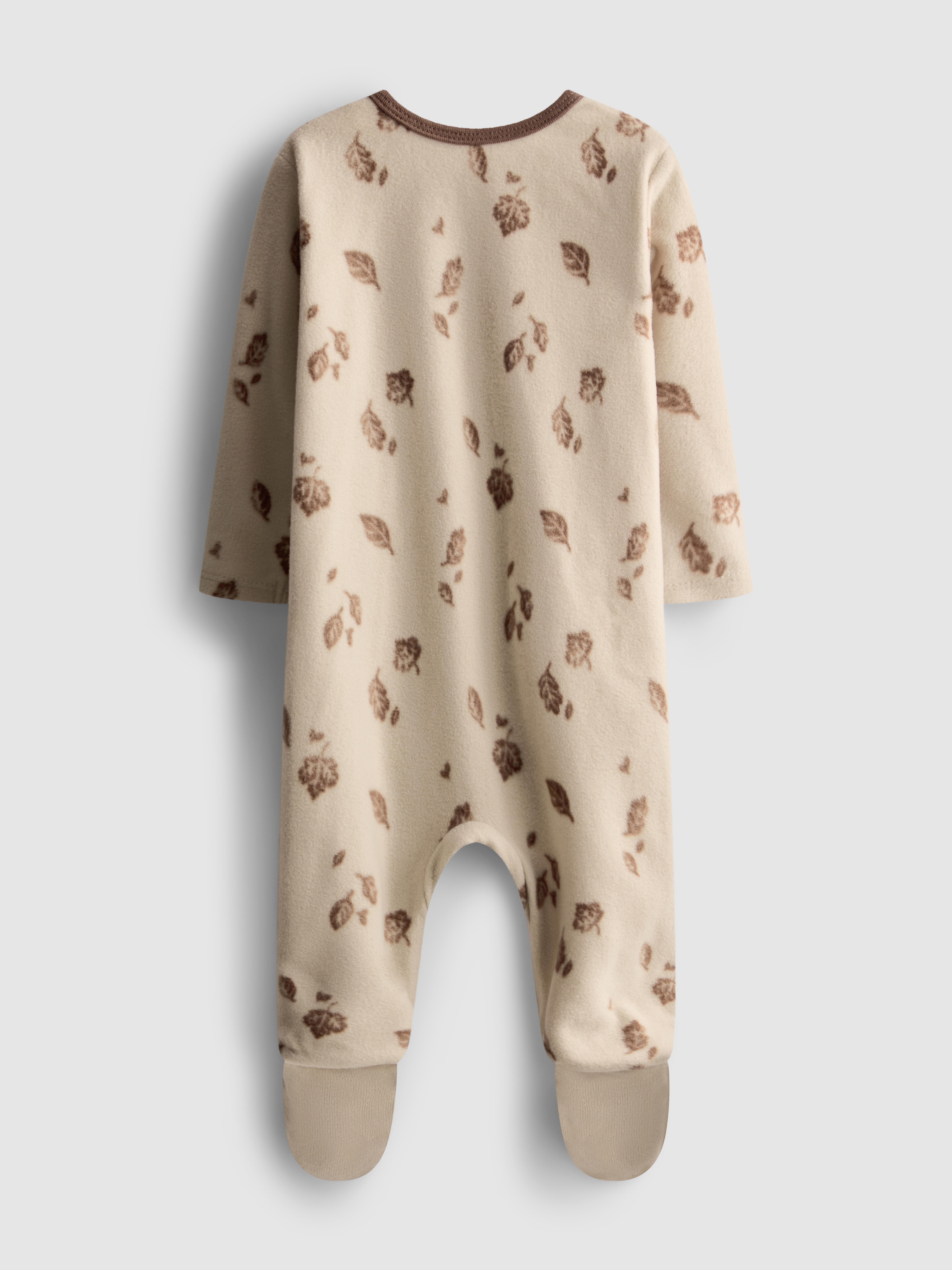 6-36mths | Leaf Graphic Zip-Up Fleece Sleepsuit