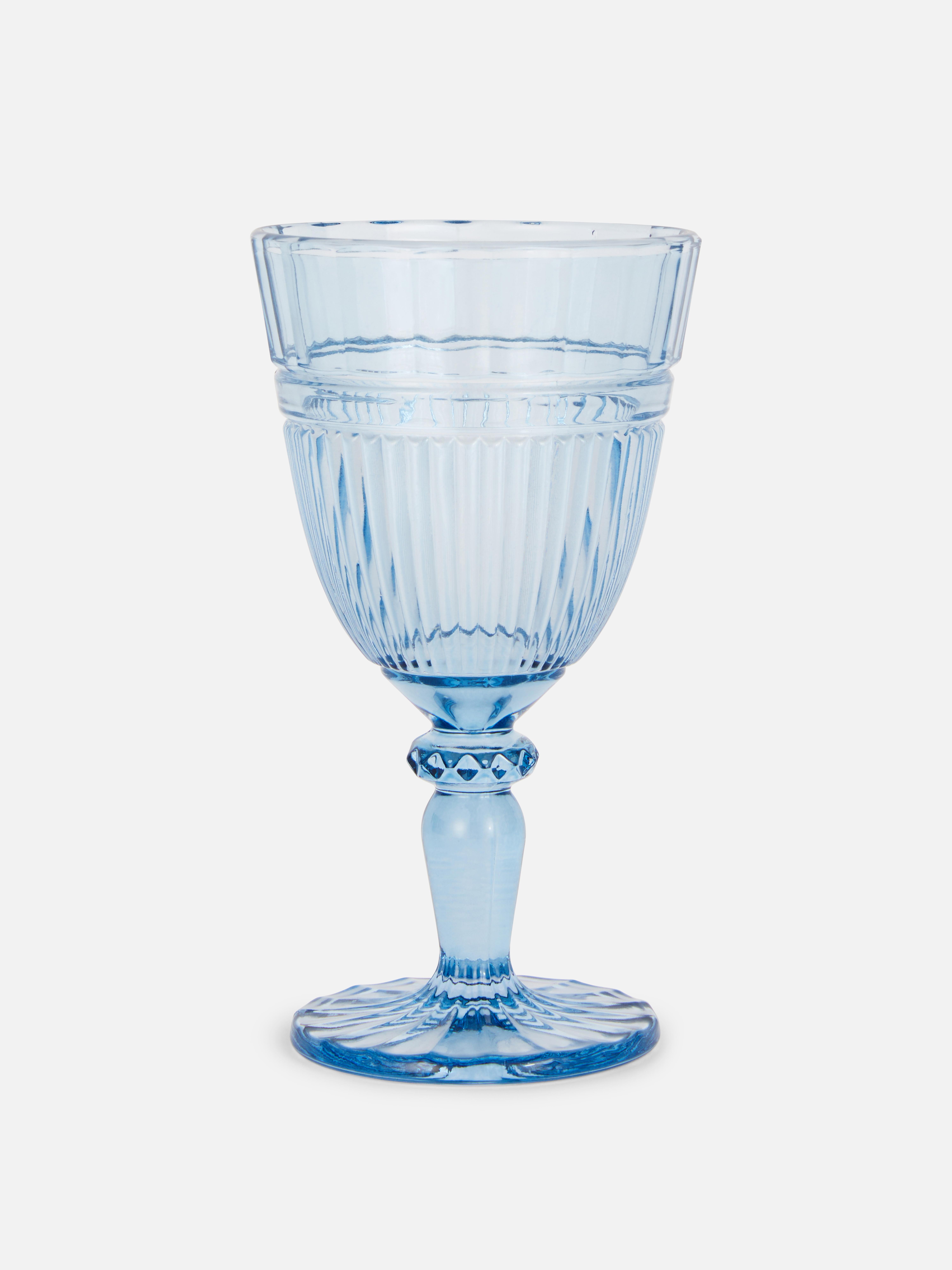 Wijnglas met reliëf Lichtblauw