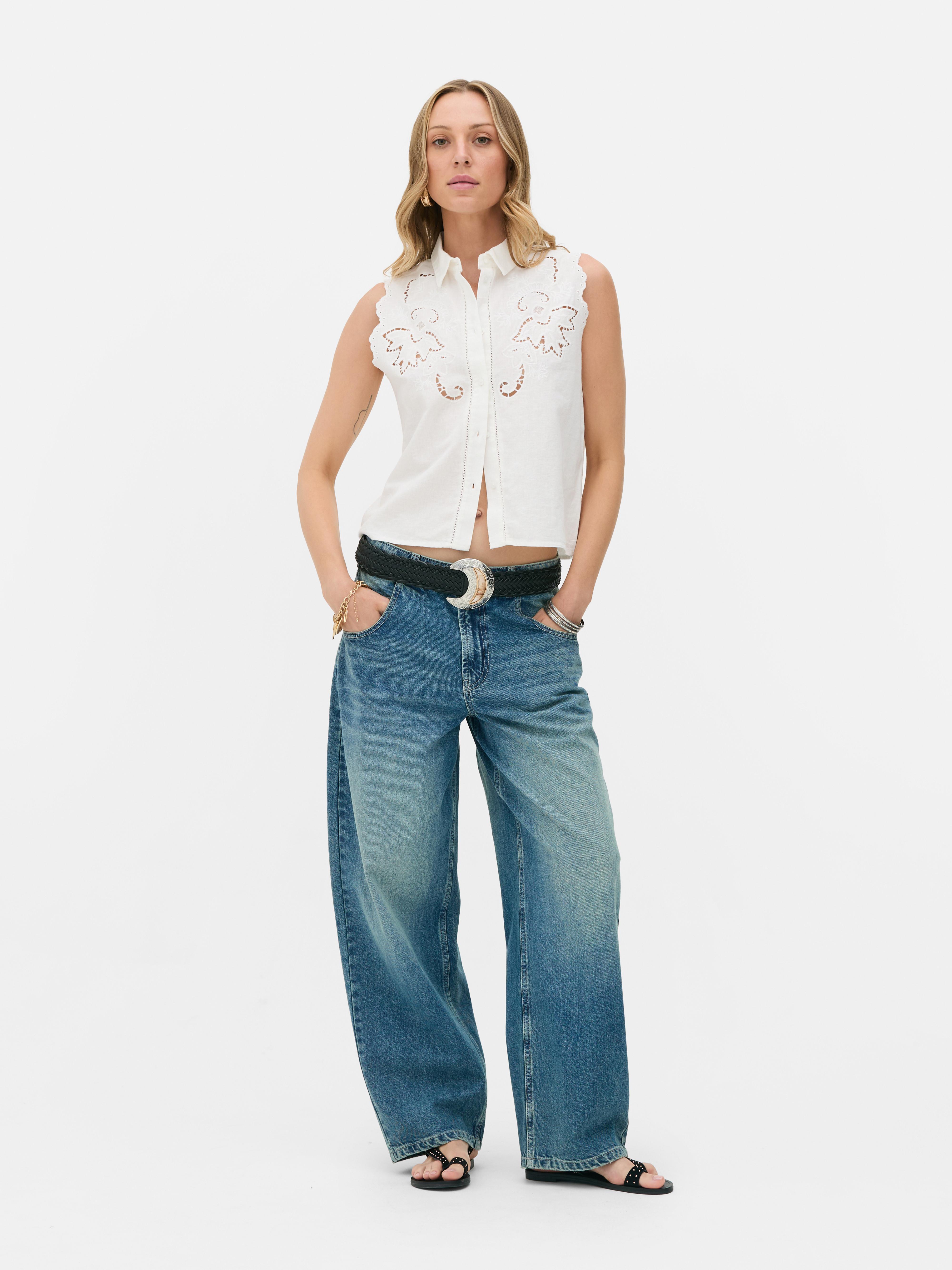 Rita Ora Sleeveless Cutwork Top