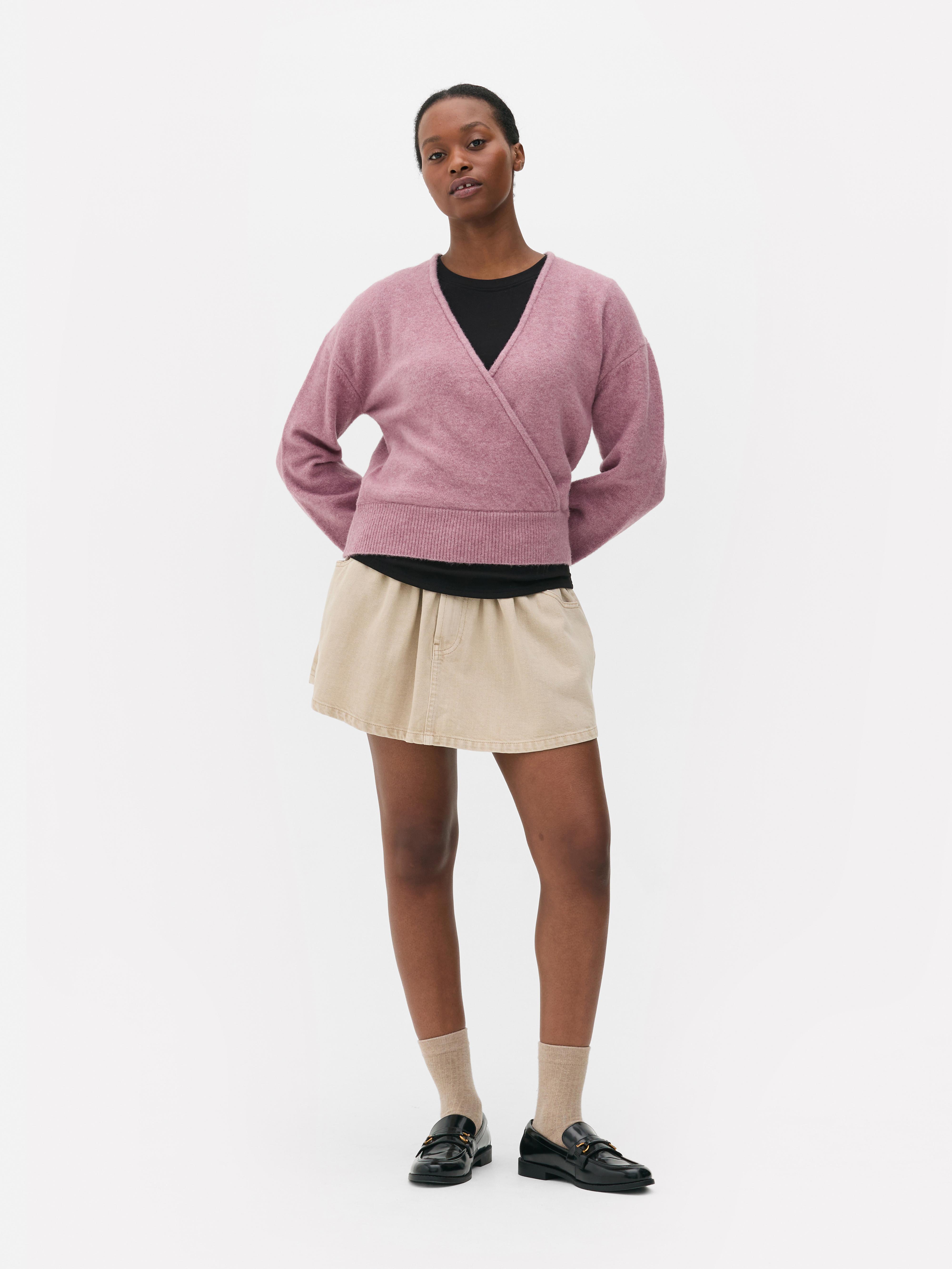 Wickelpullover mit V-Ausschnitt